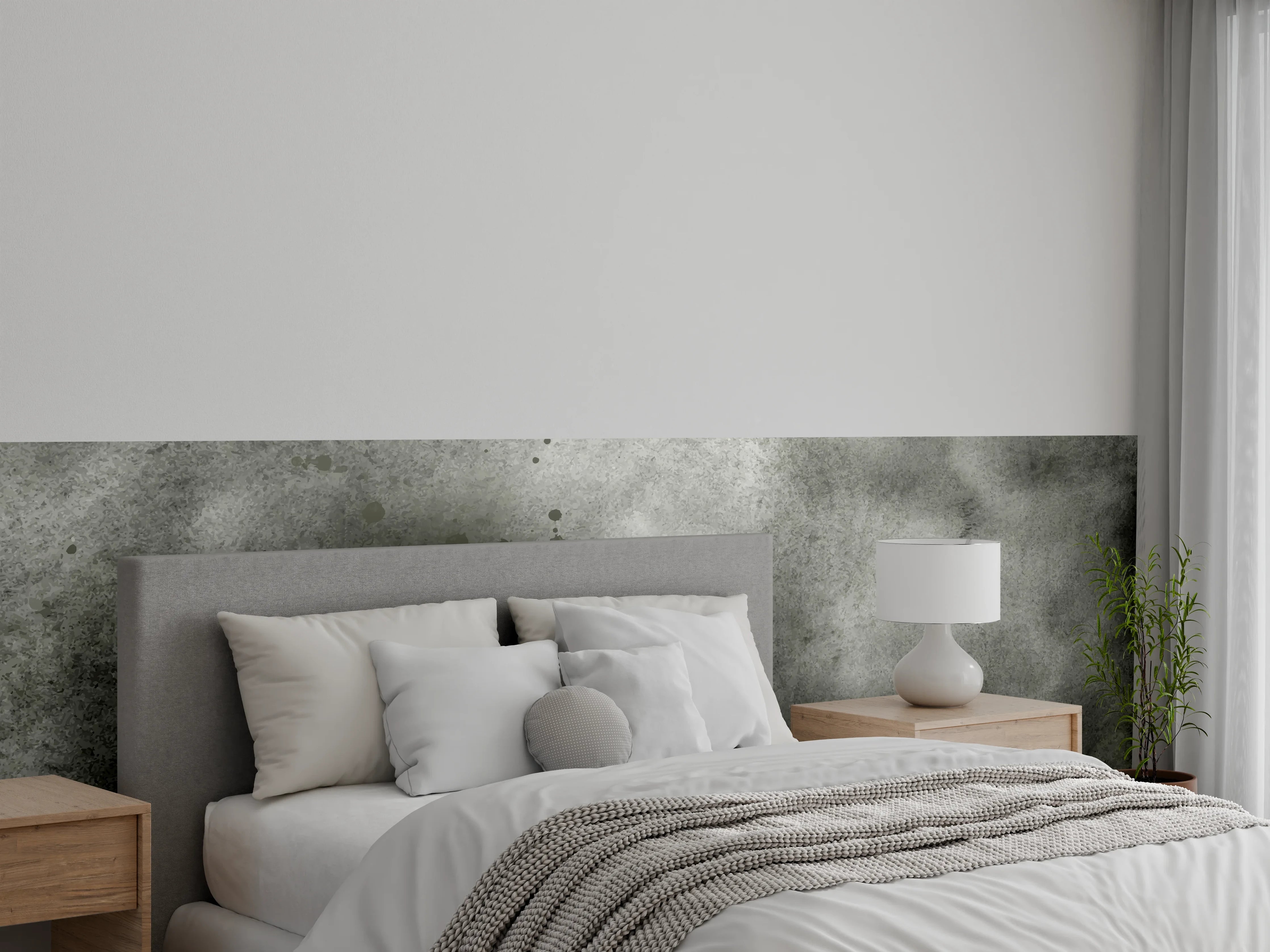 Wandverkleidung Schlafzimmer - Abstrakte Grau-Schwarz Aquarelltextur