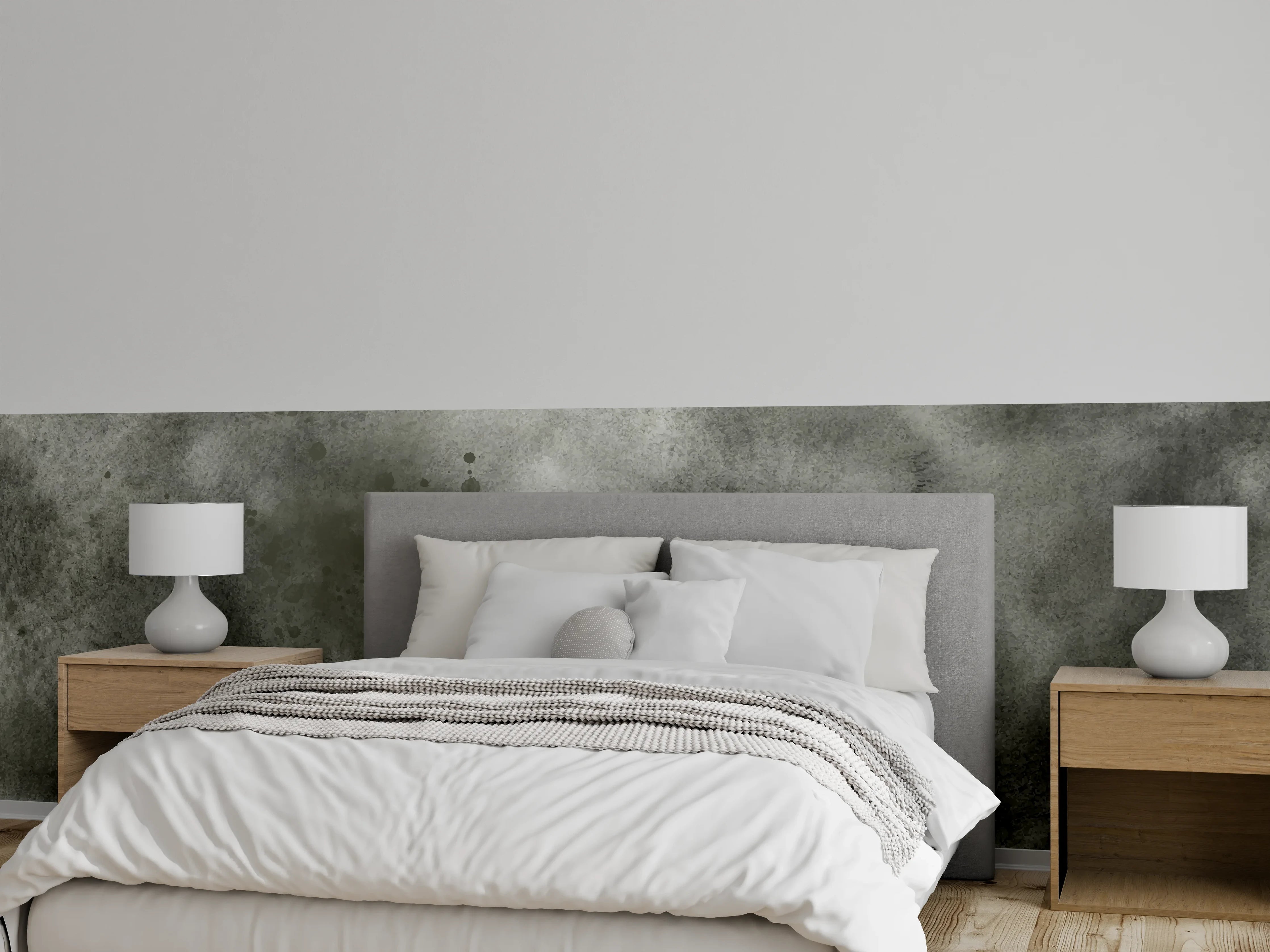 Wandverkleidung Schlafzimmer - Abstrakte Grau-Schwarz Aquarelltextur