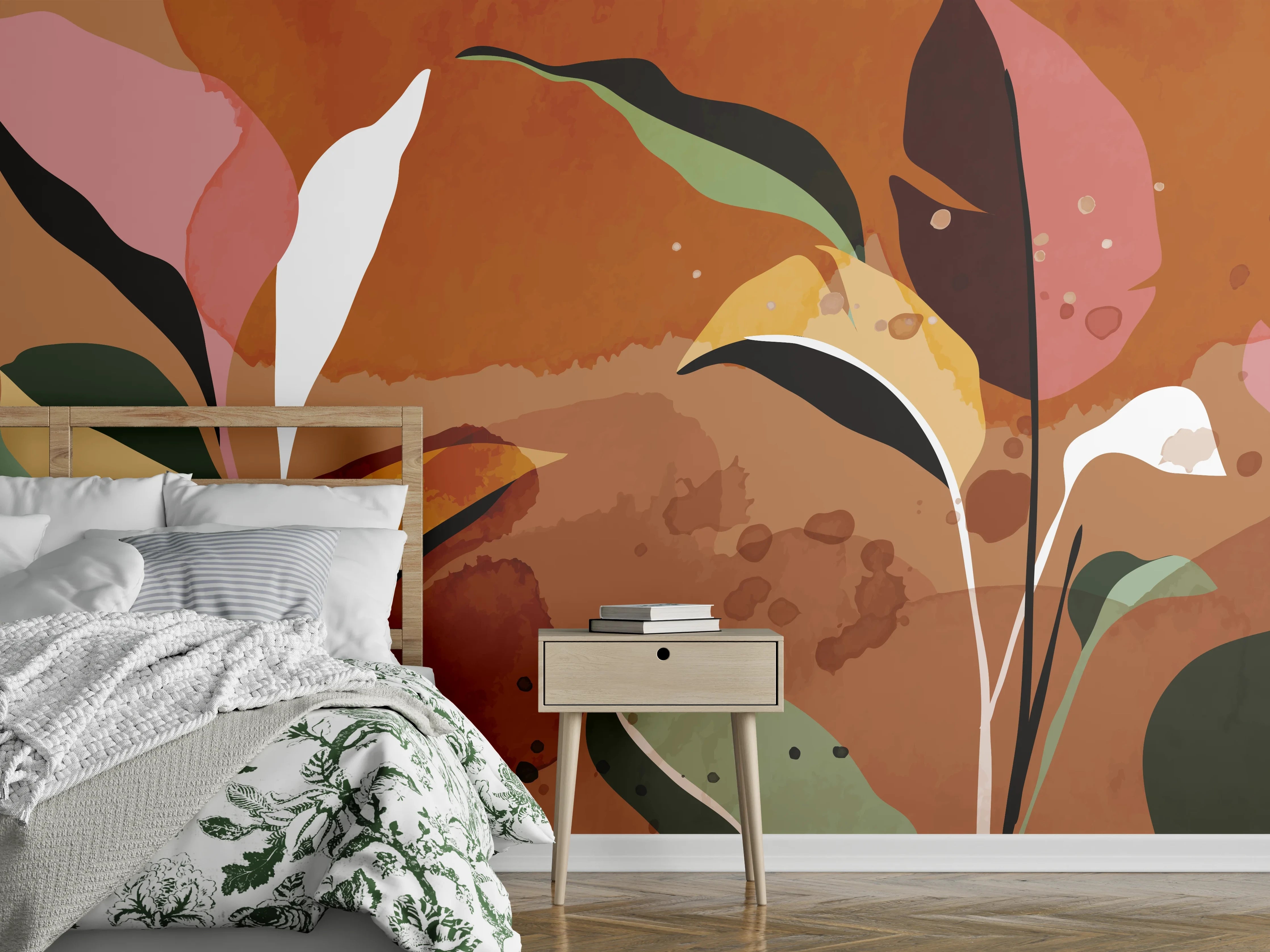 Wandverkleidung Schlafzimmer - Abstrakte Herbstblatt-Komposition