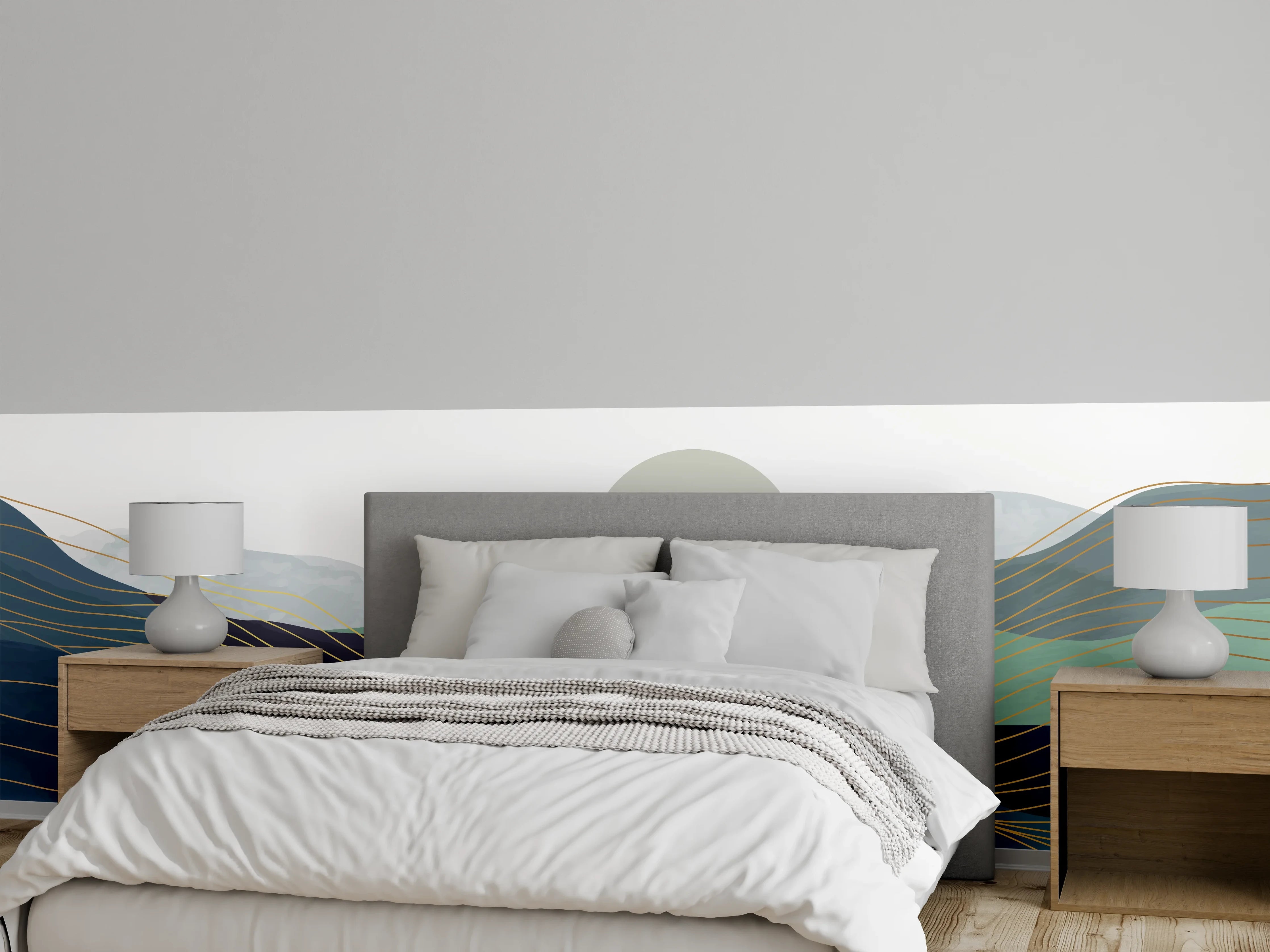 Wandverkleidung Schlafzimmer - Abstrakte Hügel-Landschaft