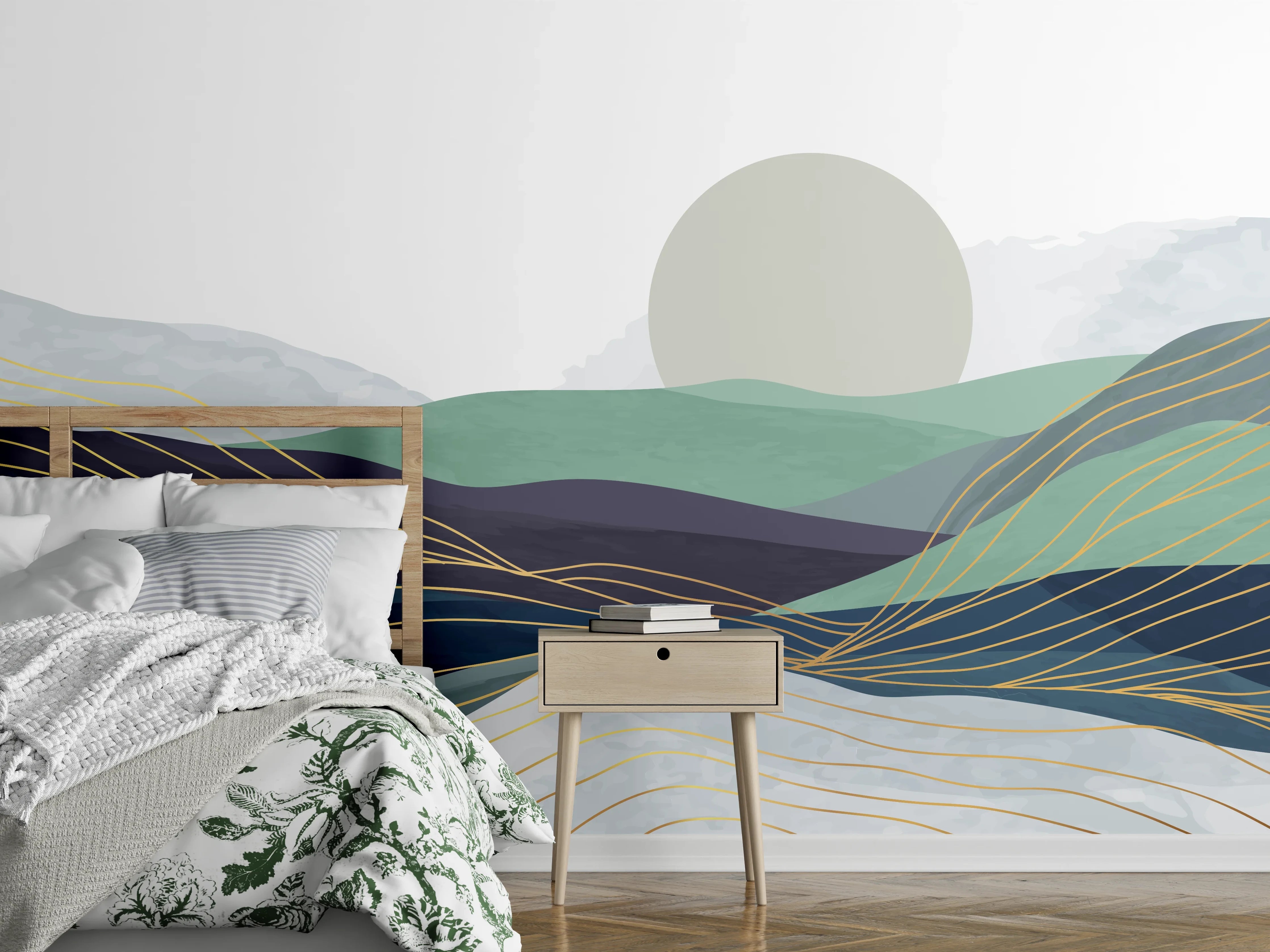 Wandverkleidung Schlafzimmer - Abstrakte Hügel-Landschaft
