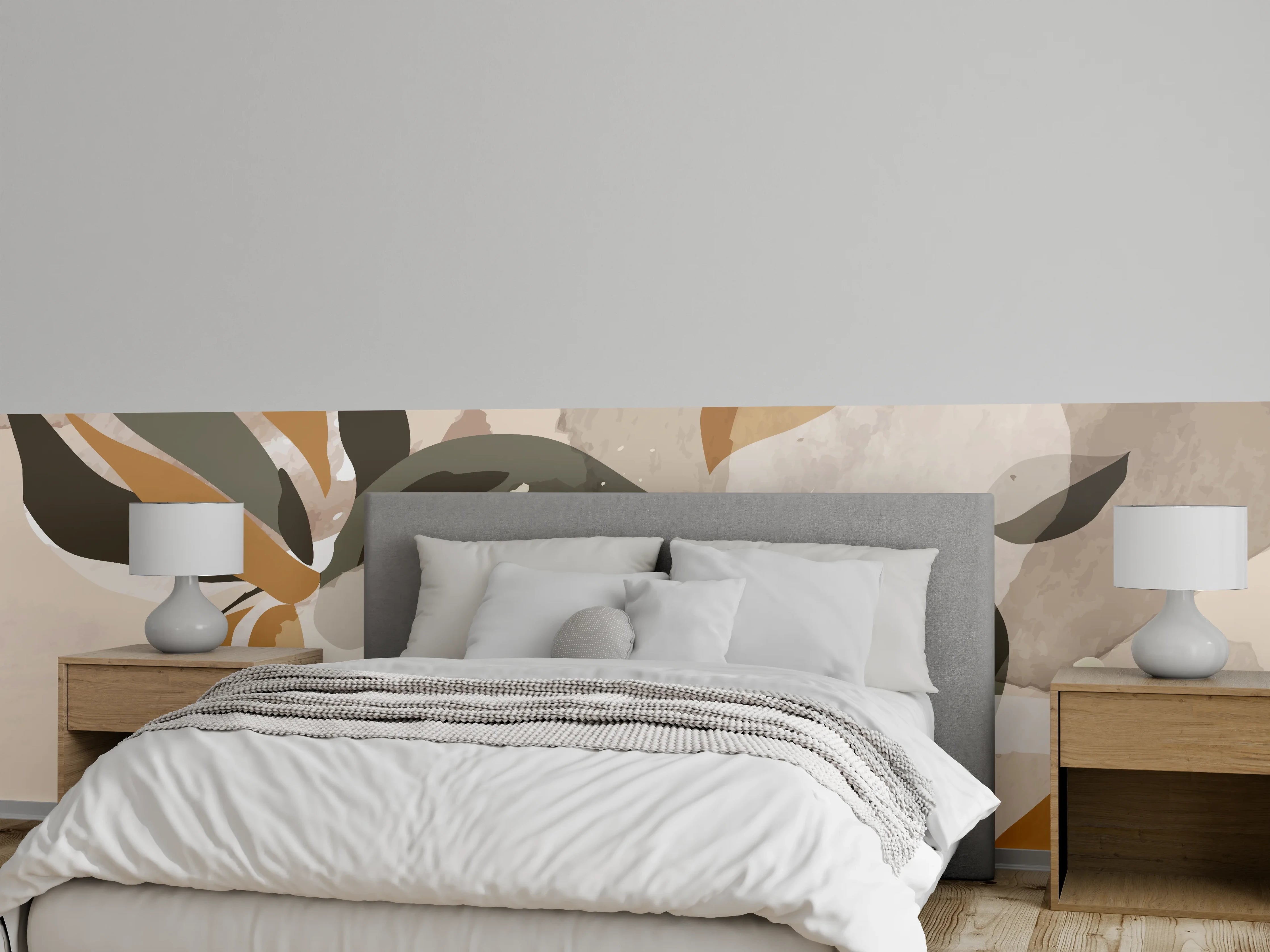 Wandverkleidung Schlafzimmer - Abstrakte Kunst Beige Braun