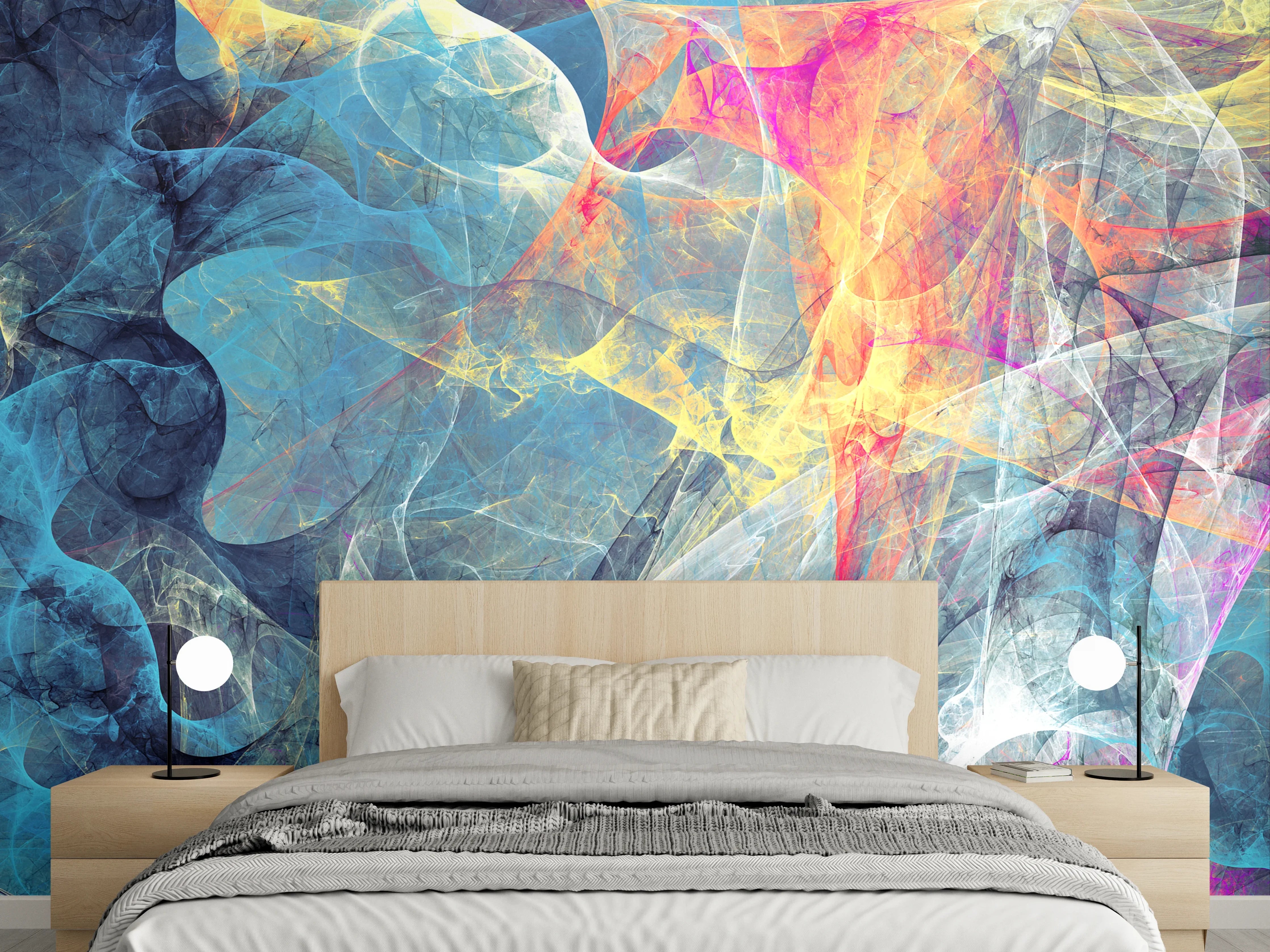Wandverkleidung Schlafzimmer - Abstrakte Kunst Pastell Farben Splash