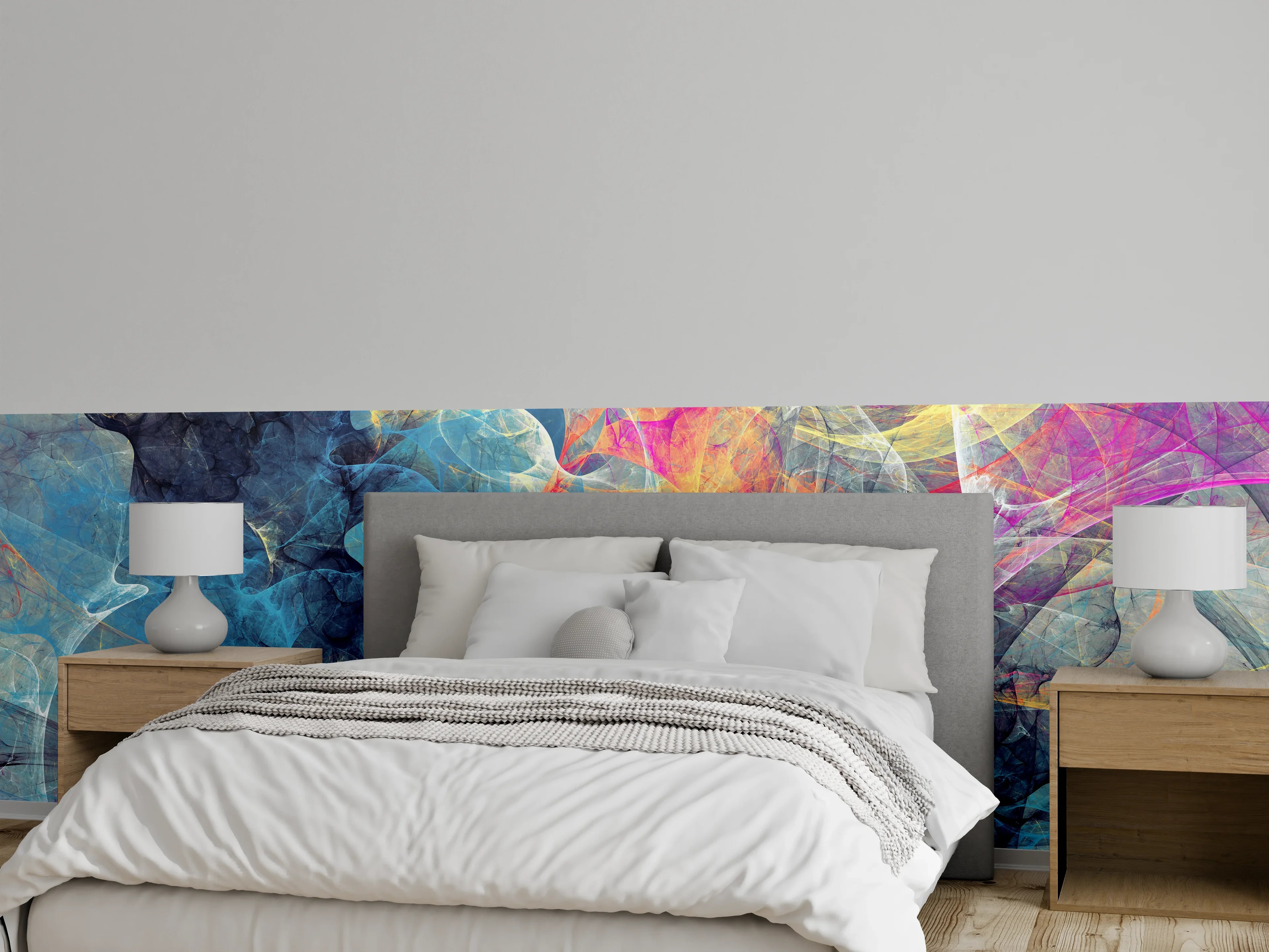 Wandverkleidung Schlafzimmer - Abstrakte Kunst Pastell Farben Splash
