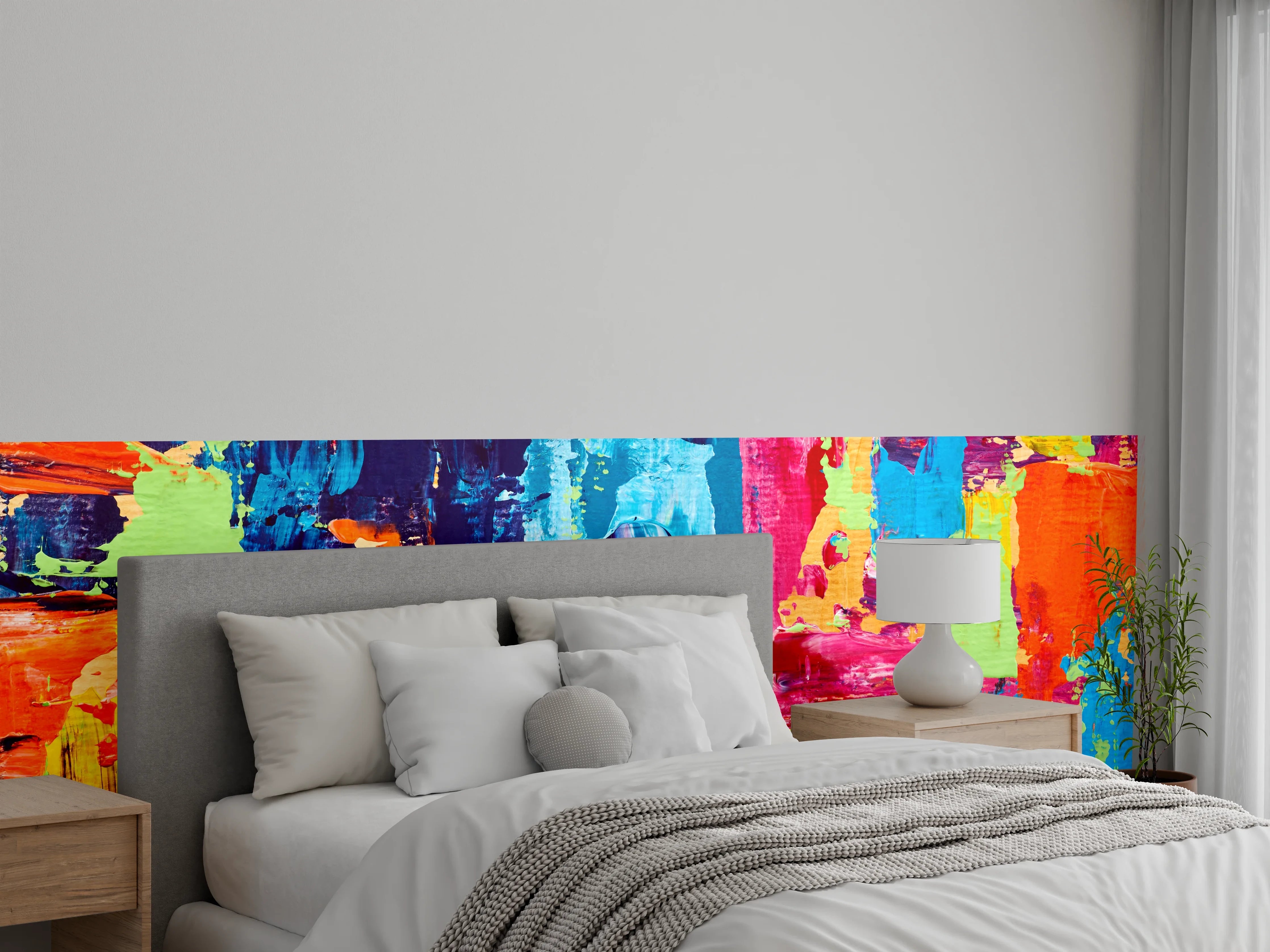 Wandverkleidung Schlafzimmer - Abstrakte Kunst bunte Farben modern
