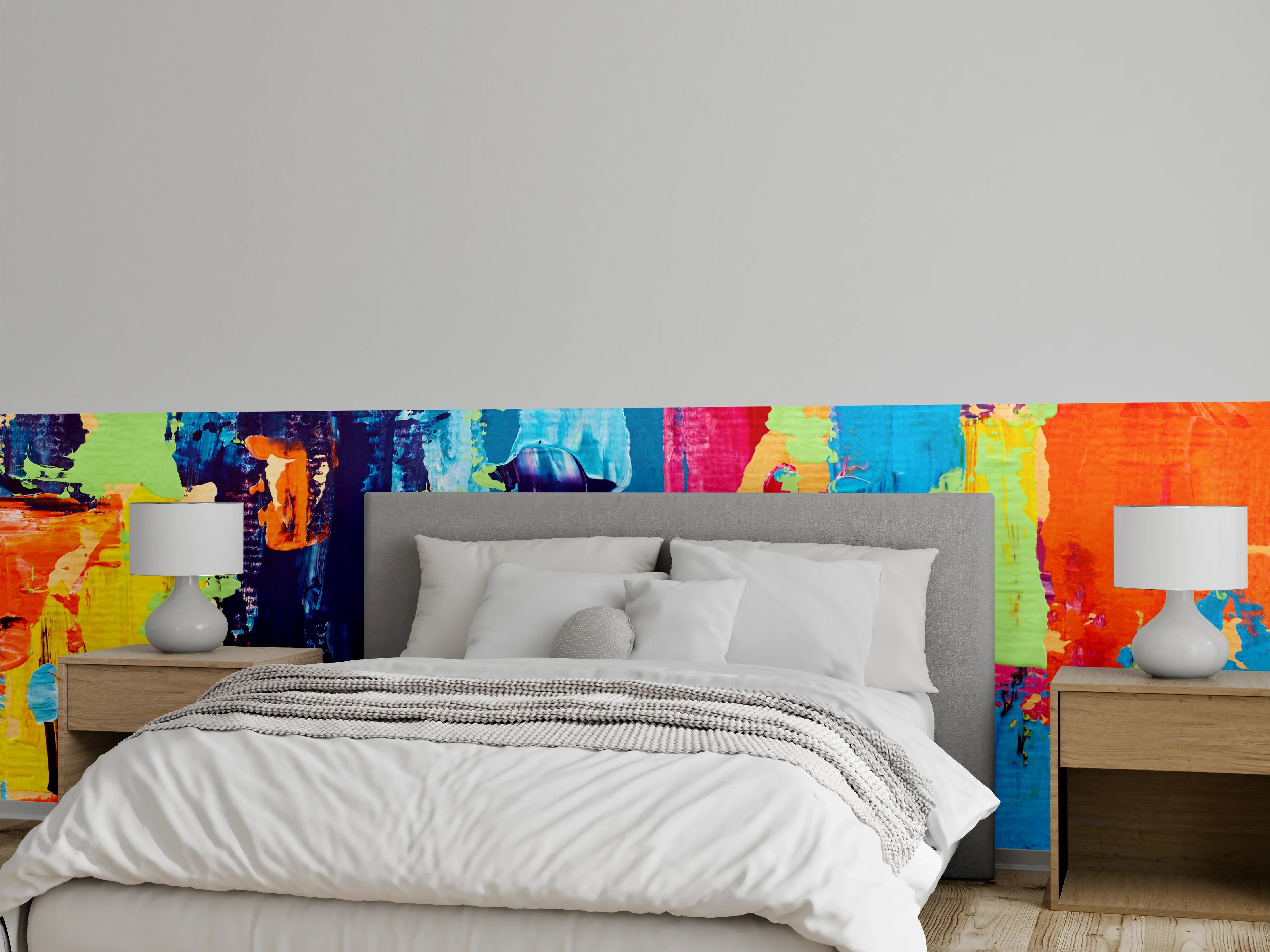 Wandverkleidung Schlafzimmer - Abstrakte Kunst bunte Farben modern