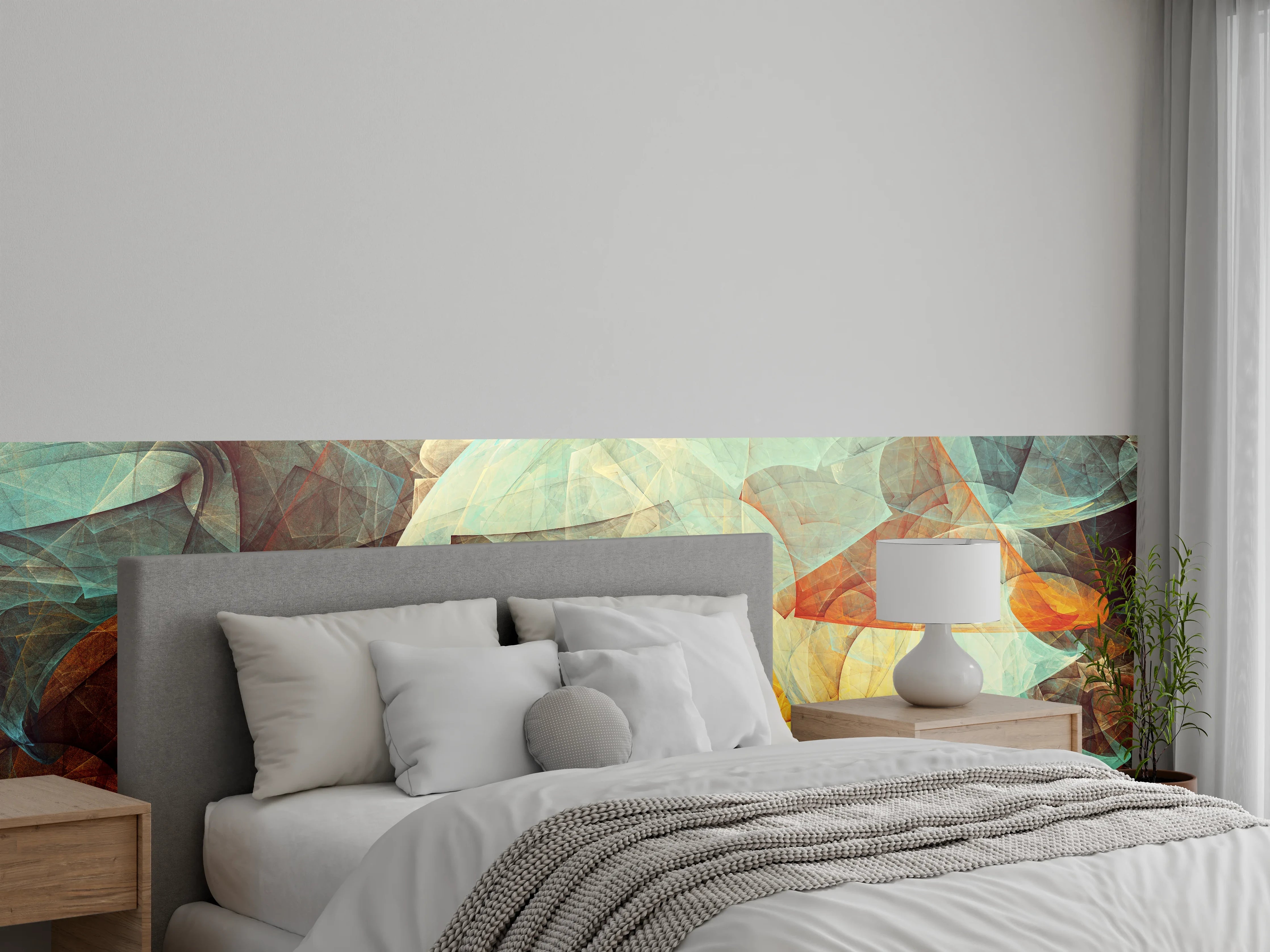 Wandverkleidung Schlafzimmer - Abstrakte Kunst in warmen Farben
