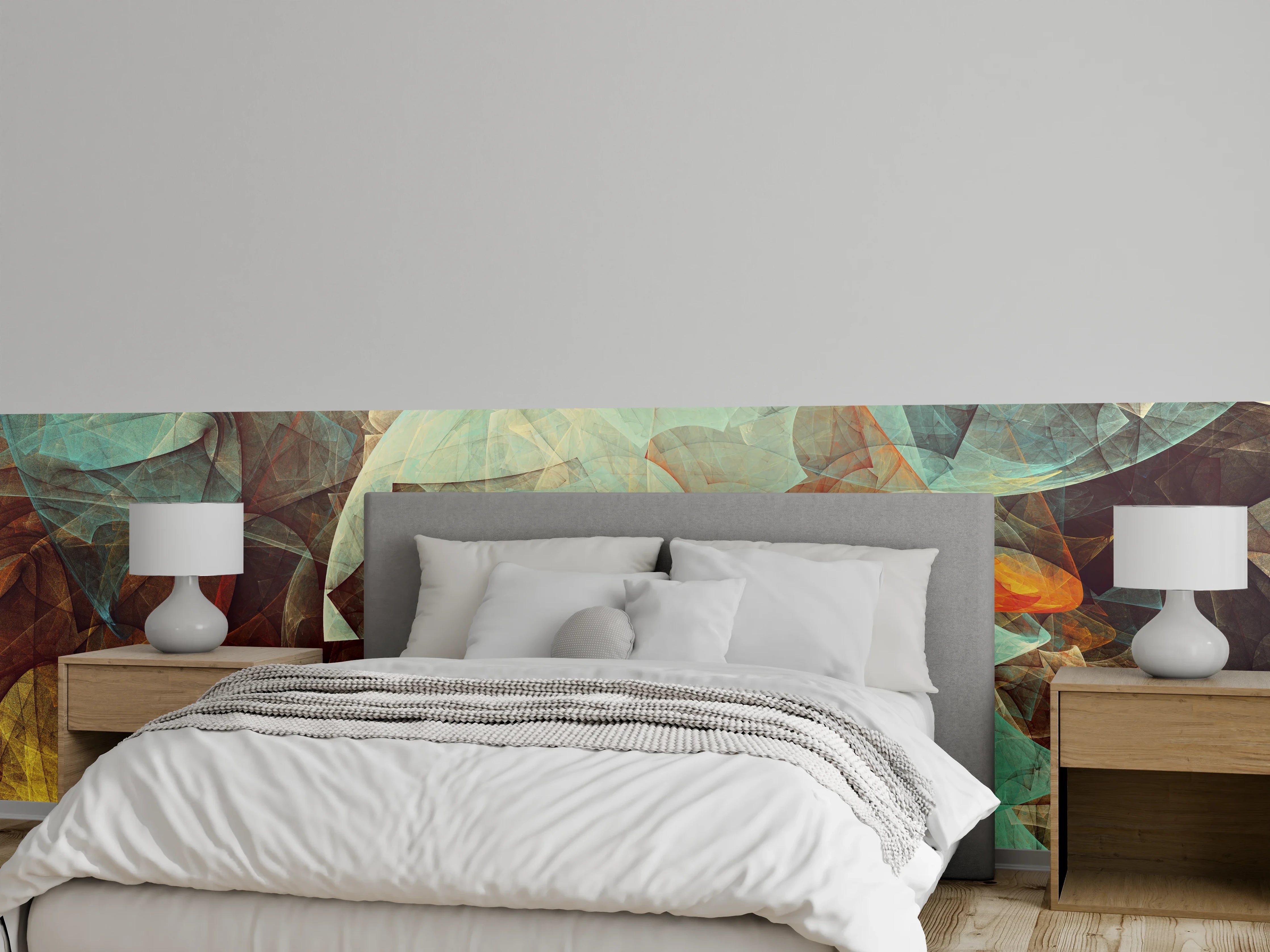 Wandverkleidung Schlafzimmer - Abstrakte Kunst in warmen Farben