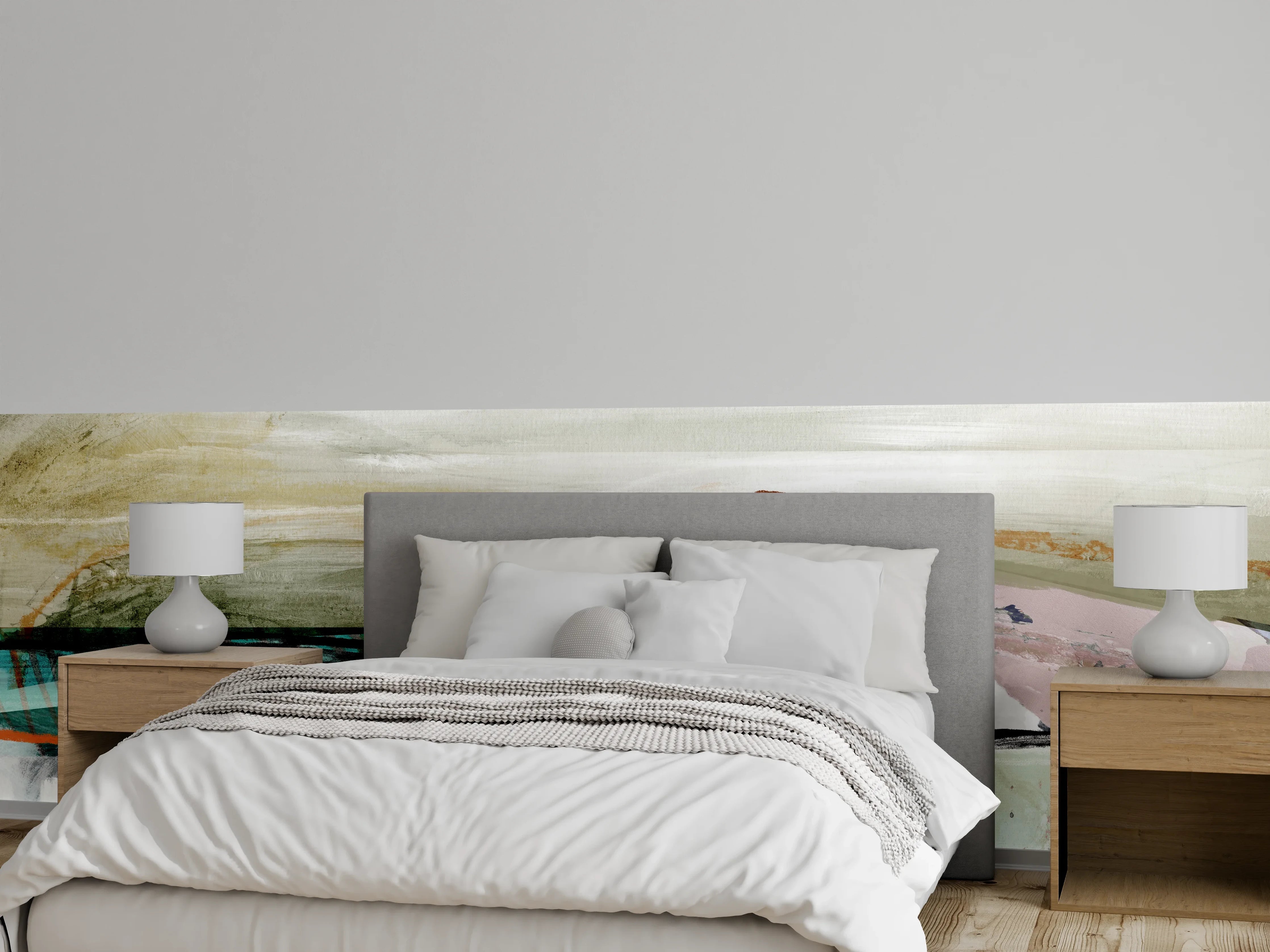 Wandverkleidung Schlafzimmer - Abstrakte Landschaft Aquarell Kunst