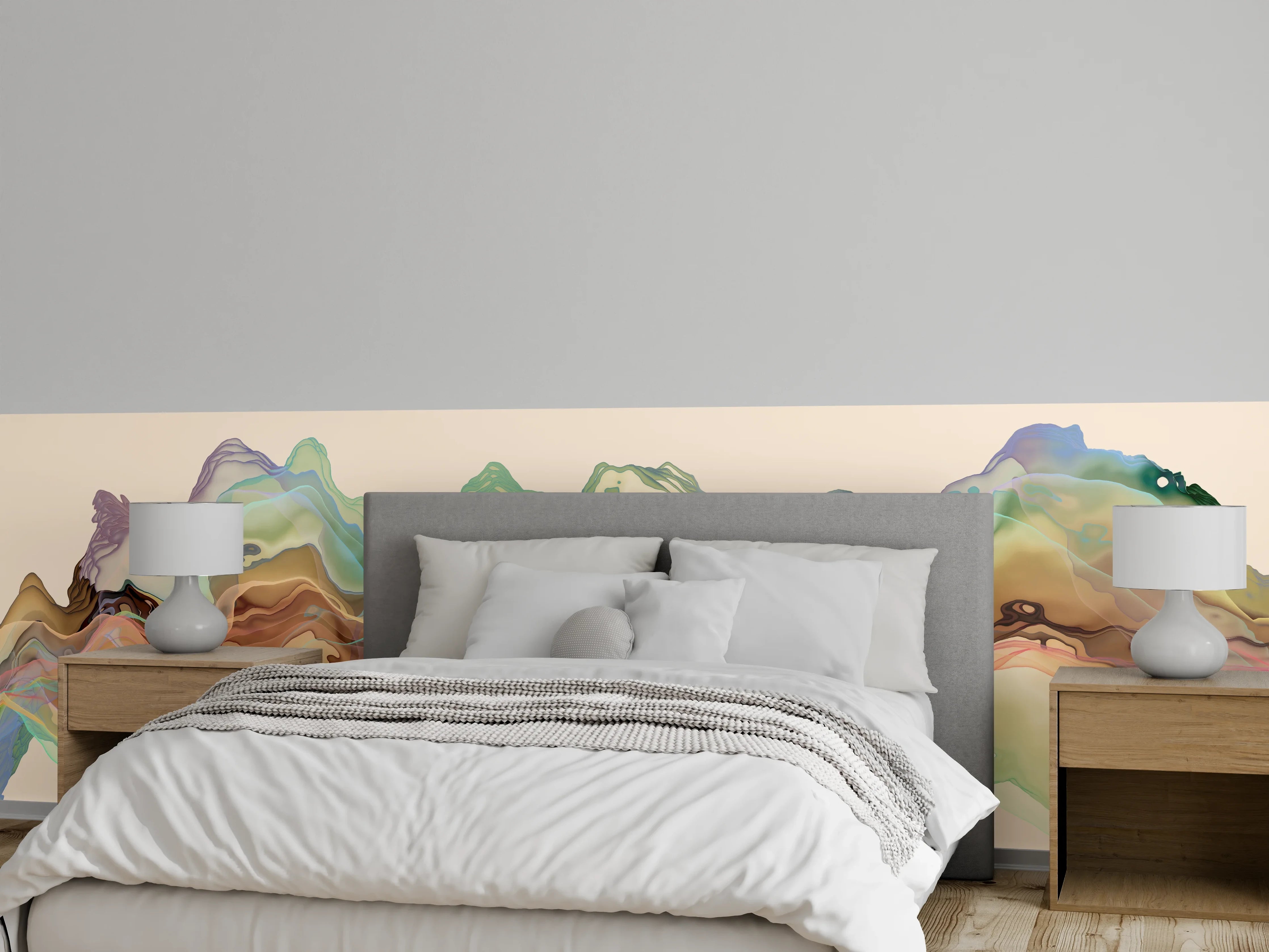 Wandverkleidung Schlafzimmer - Abstrakte Landschafts Illustration