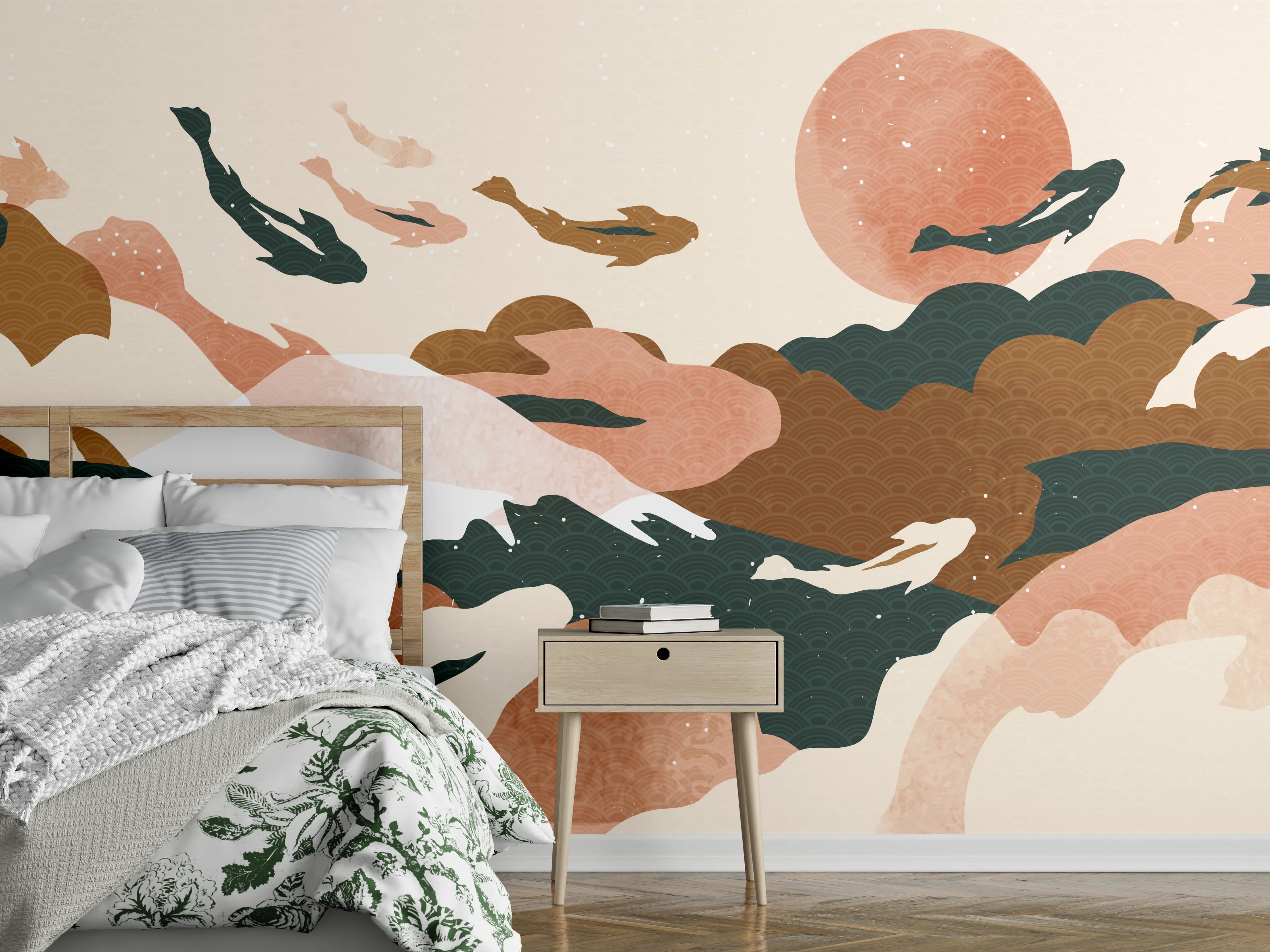 Wandverkleidung Schlafzimmer - Abstrakte Natur Pastelltöne