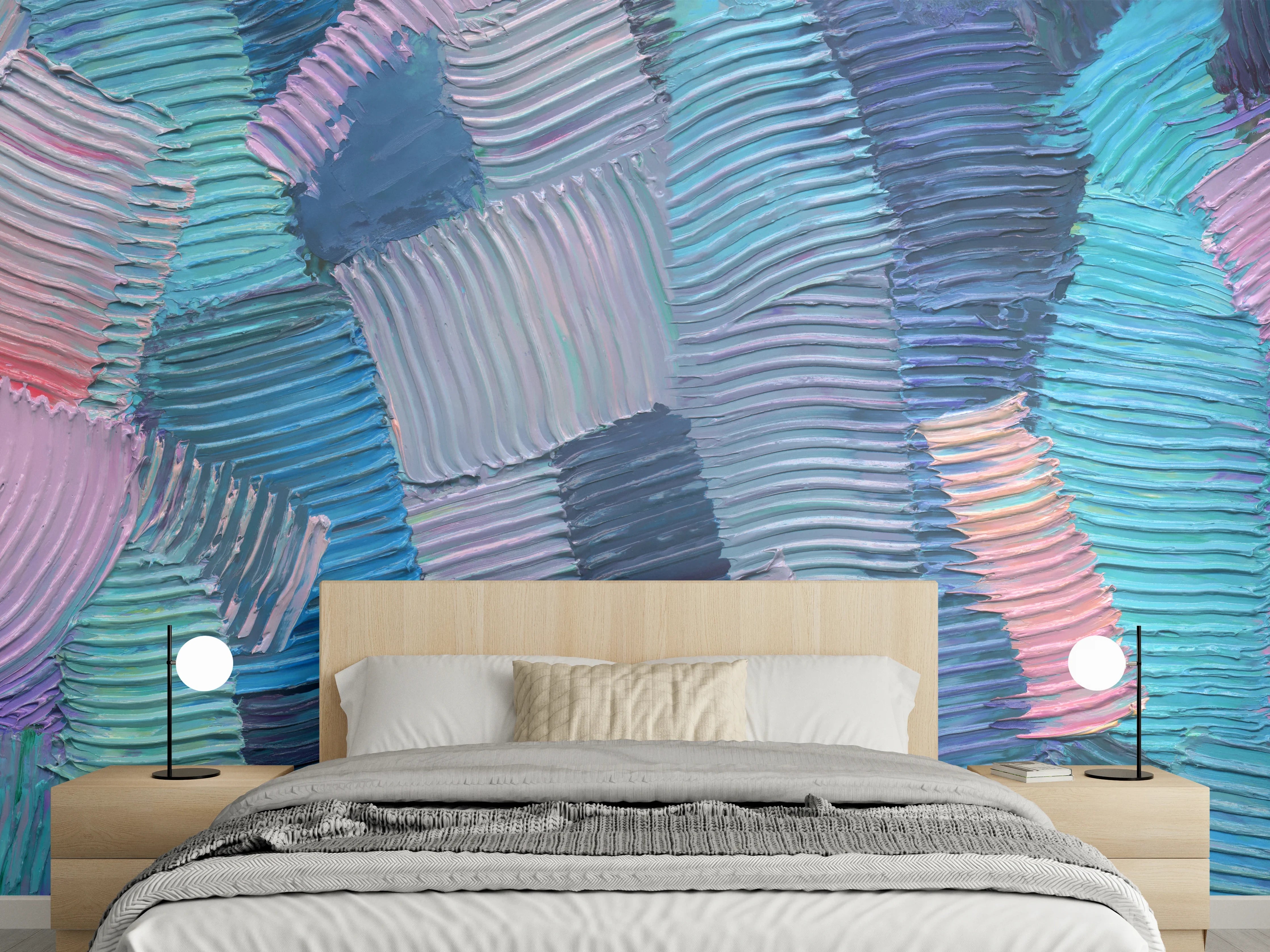 Wandverkleidung Schlafzimmer - Abstrakte Pastellmalerei modern