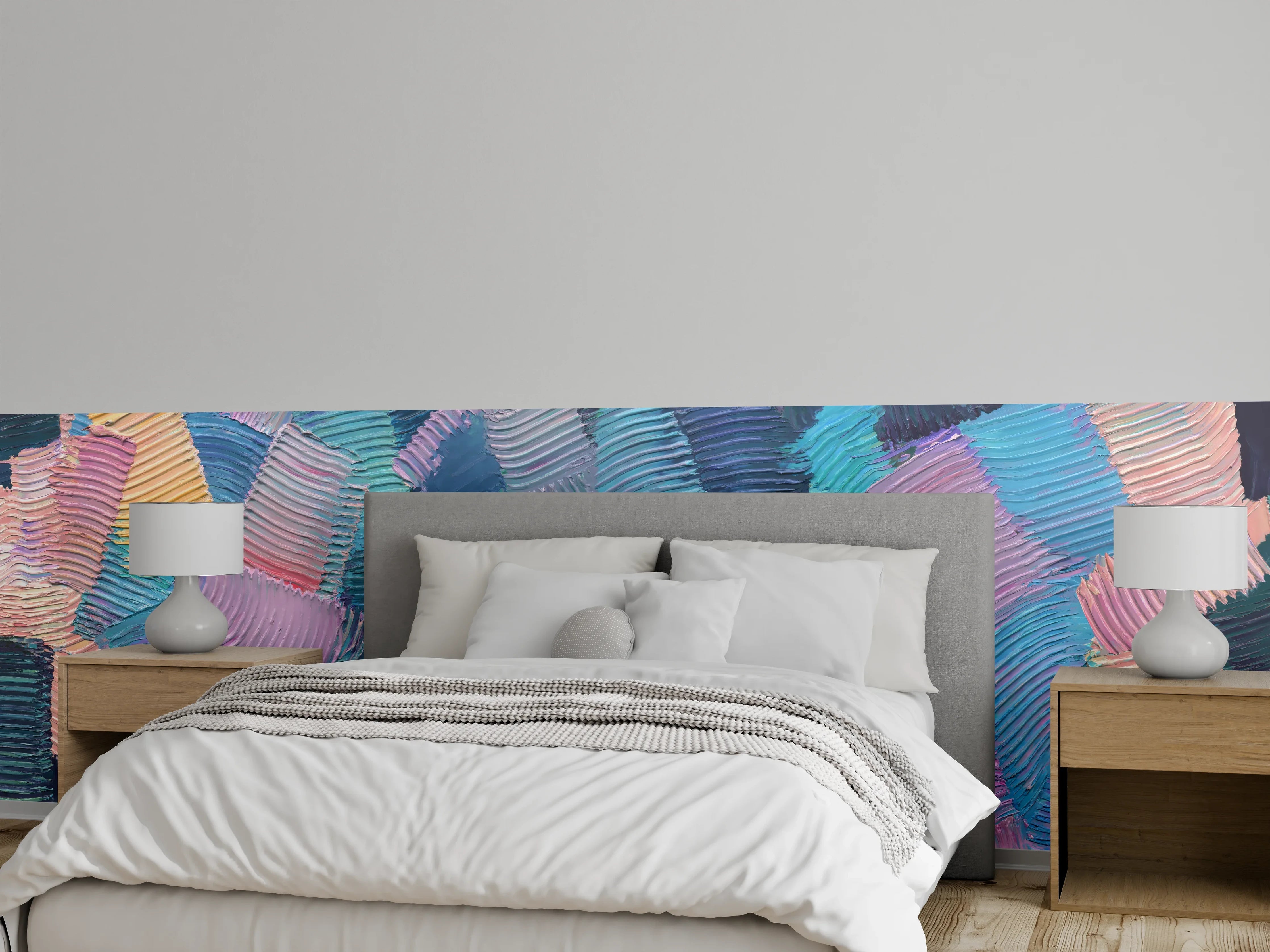 Wandverkleidung Schlafzimmer - Abstrakte Pastellmalerei modern