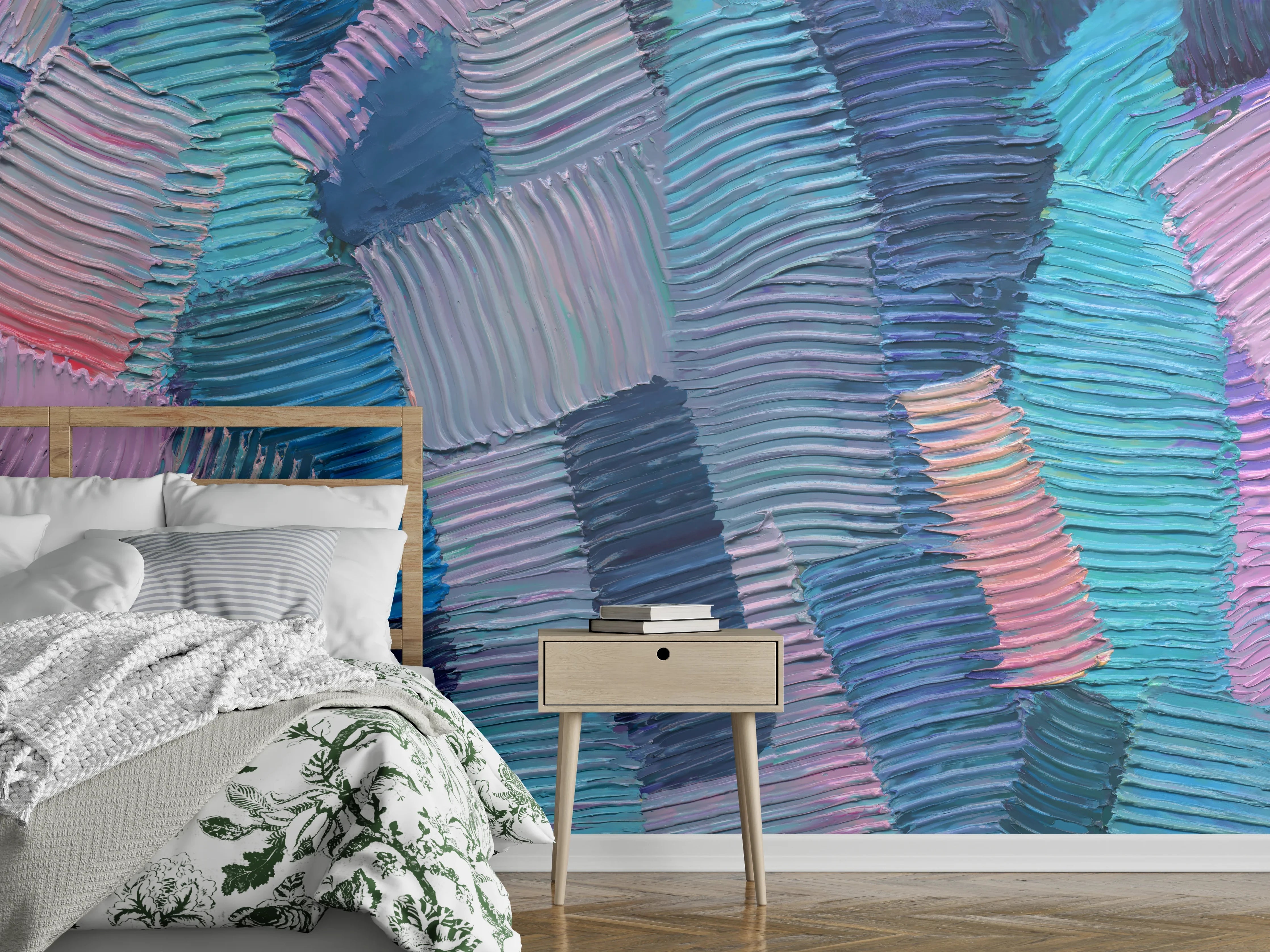 Wandverkleidung Schlafzimmer - Abstrakte Pastellmalerei modern