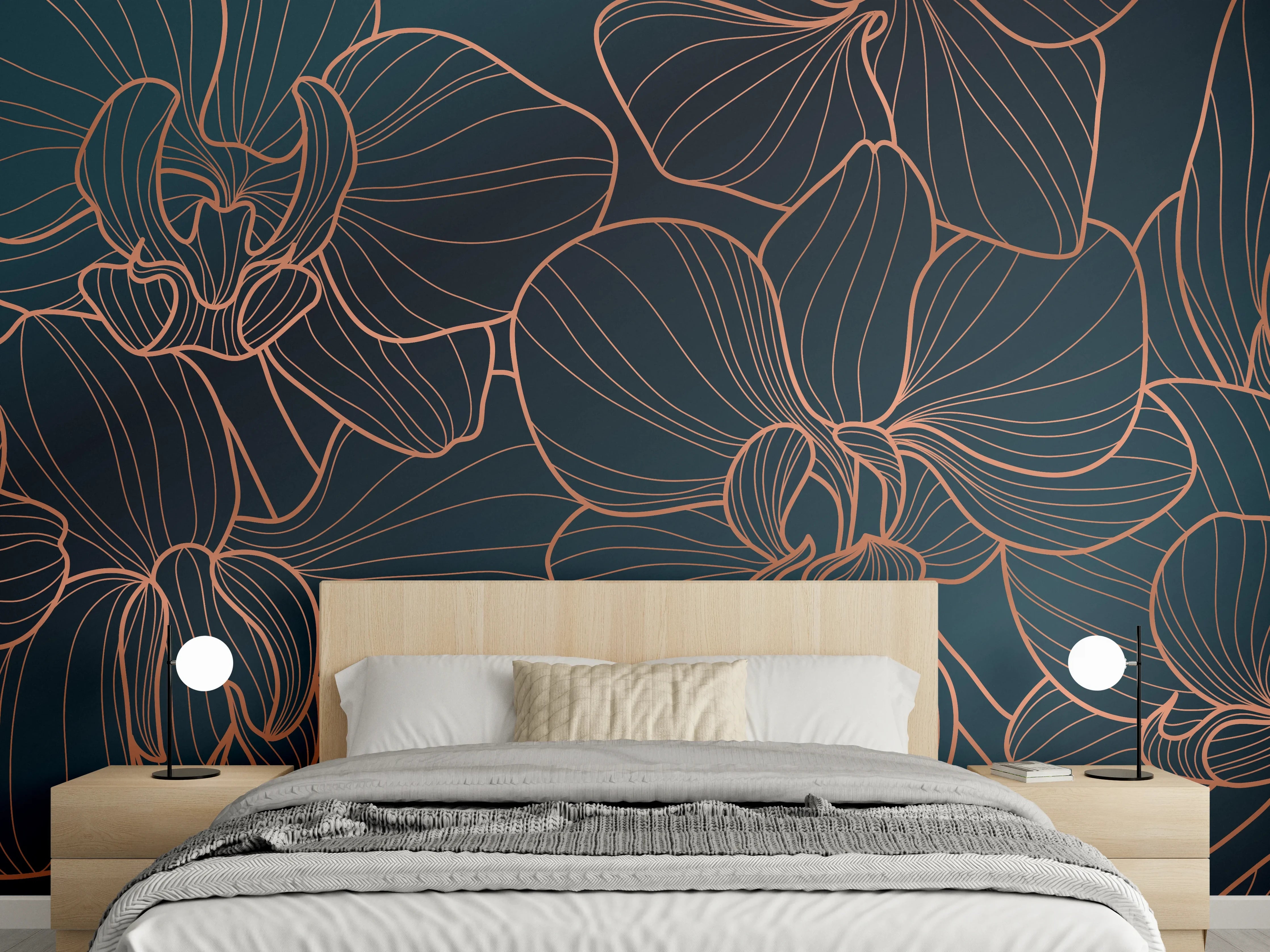 Wandverkleidung Schlafzimmer - Abstrakte Rosa Blüten
