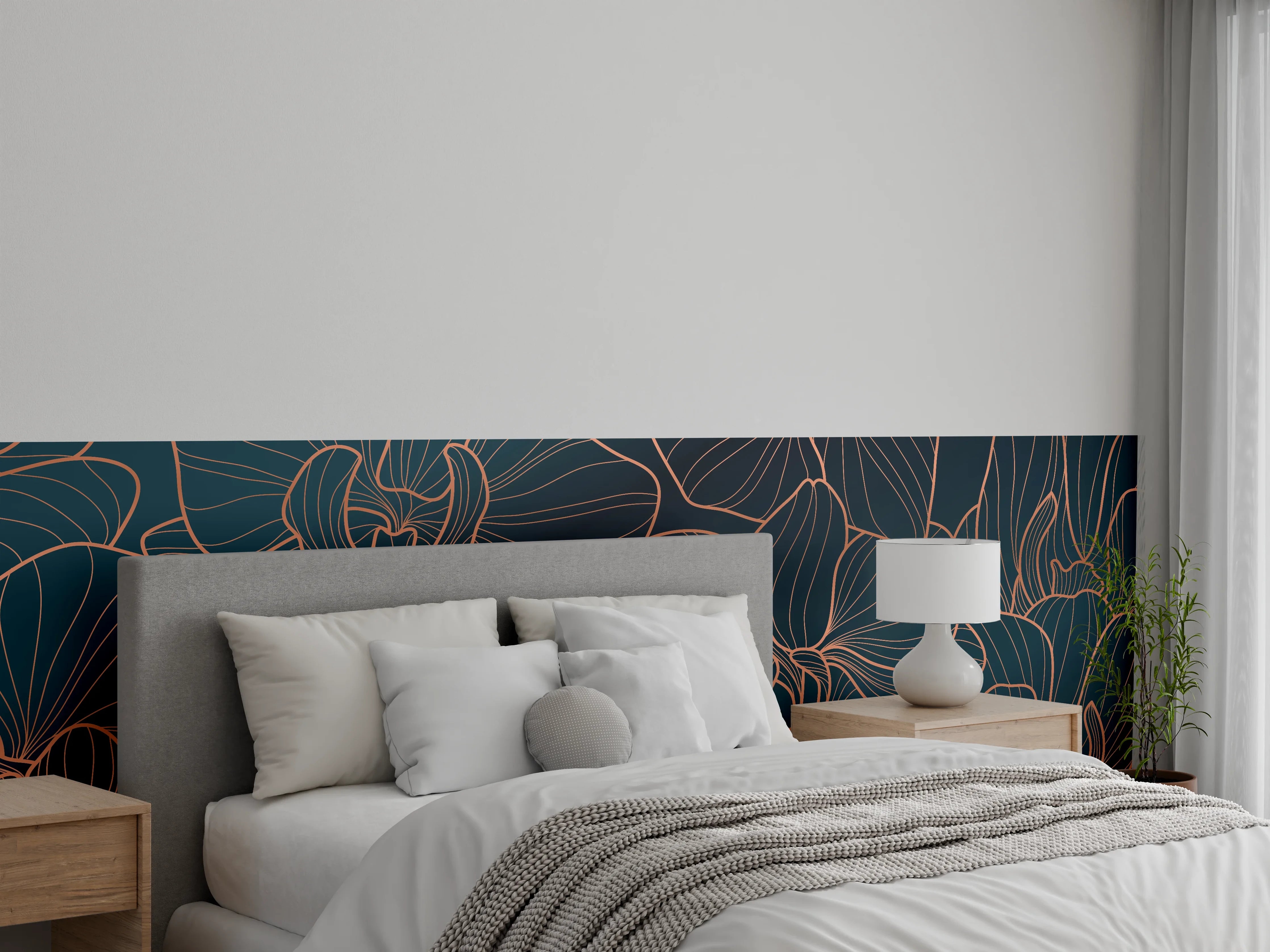 Wandverkleidung Schlafzimmer - Abstrakte Rosa Blüten