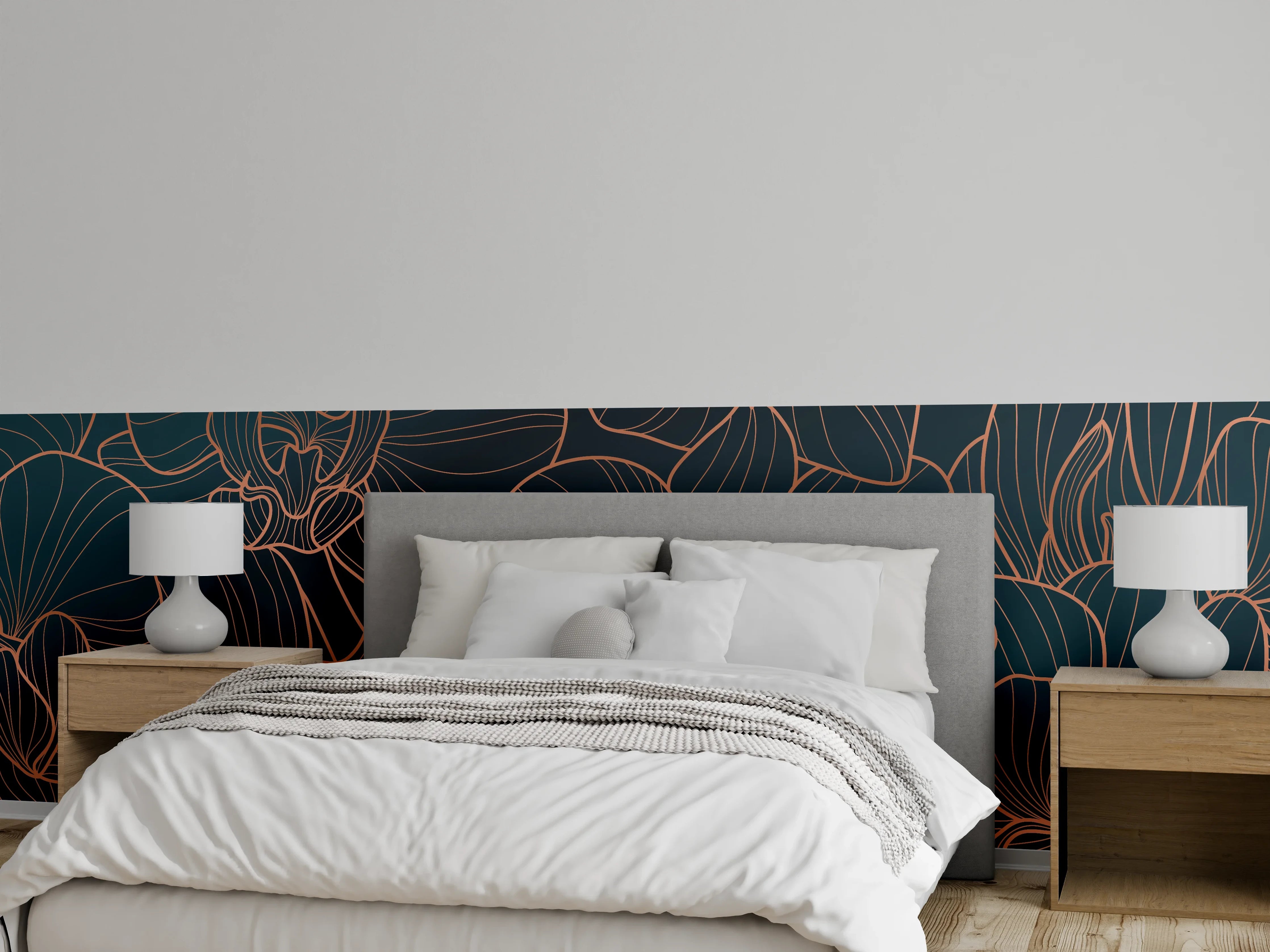 Wandverkleidung Schlafzimmer - Abstrakte Rosa Blüten