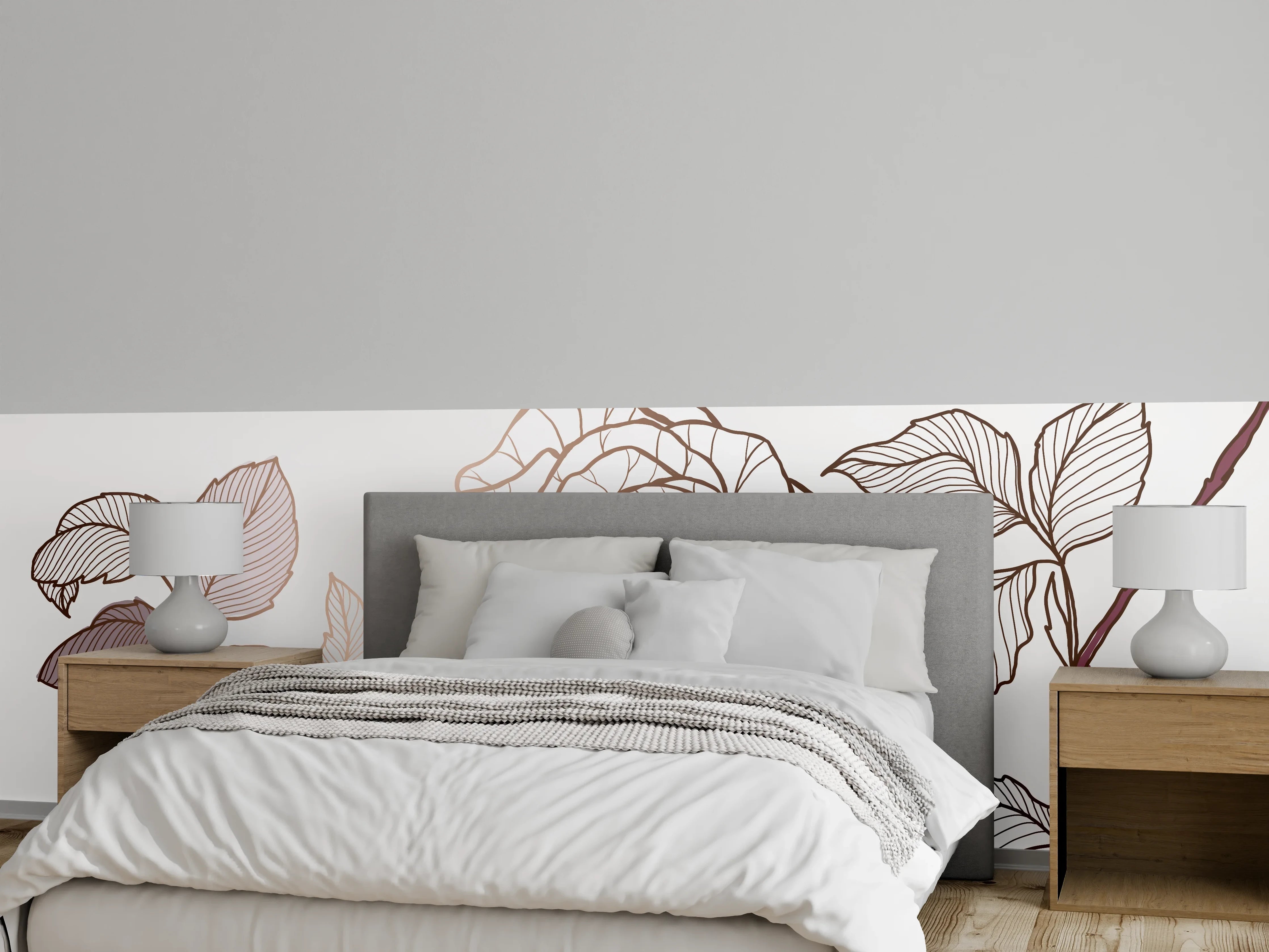 Wandverkleidung Schlafzimmer - Abstrakte Rose in Sepia-Tönen