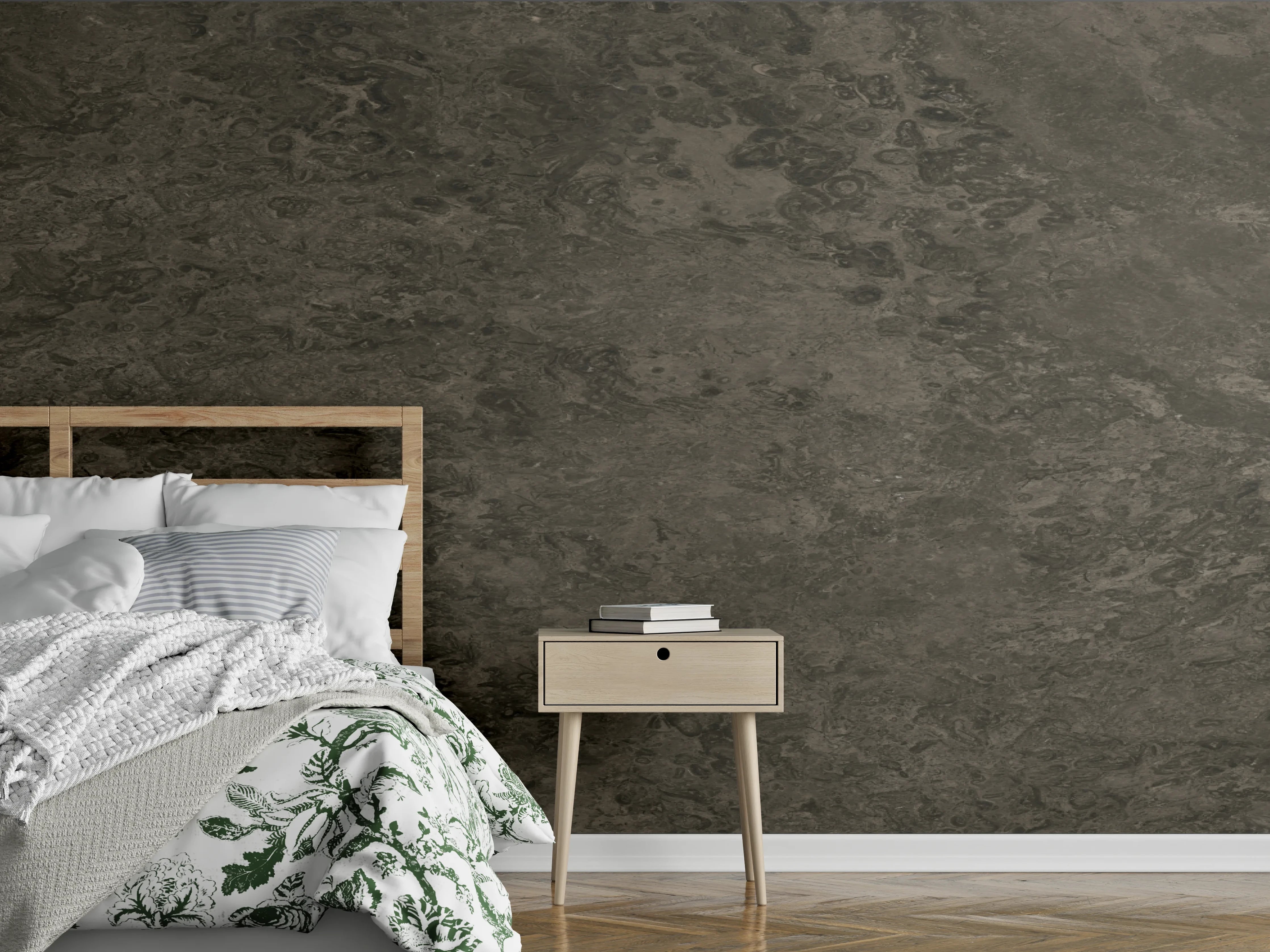 Wandverkleidung Schlafzimmer - Abstrakte Schwarz-Braune Textur