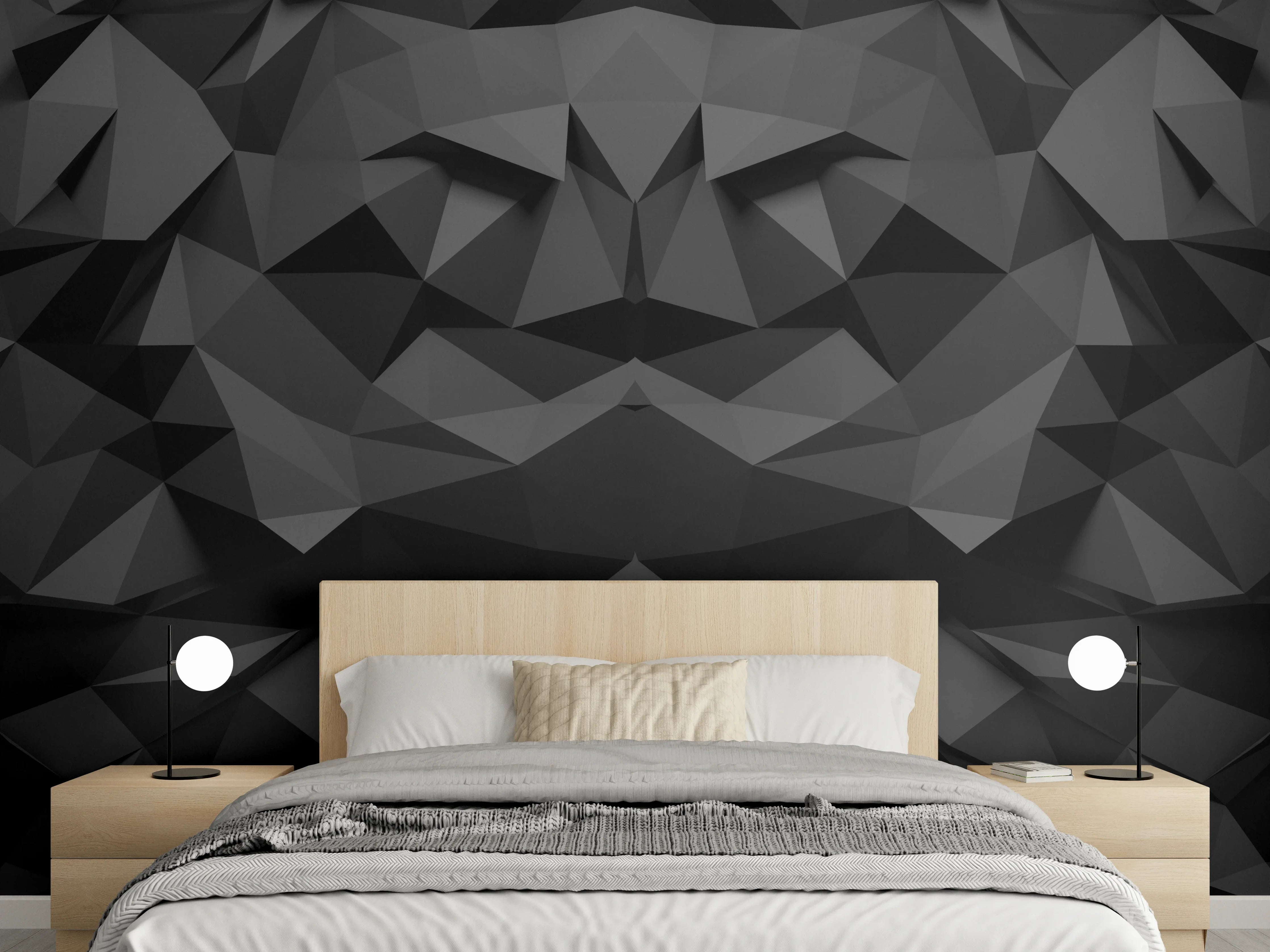 Wandverkleidung Schlafzimmer - Abstrakte Schwarz-Weiß-Grafik