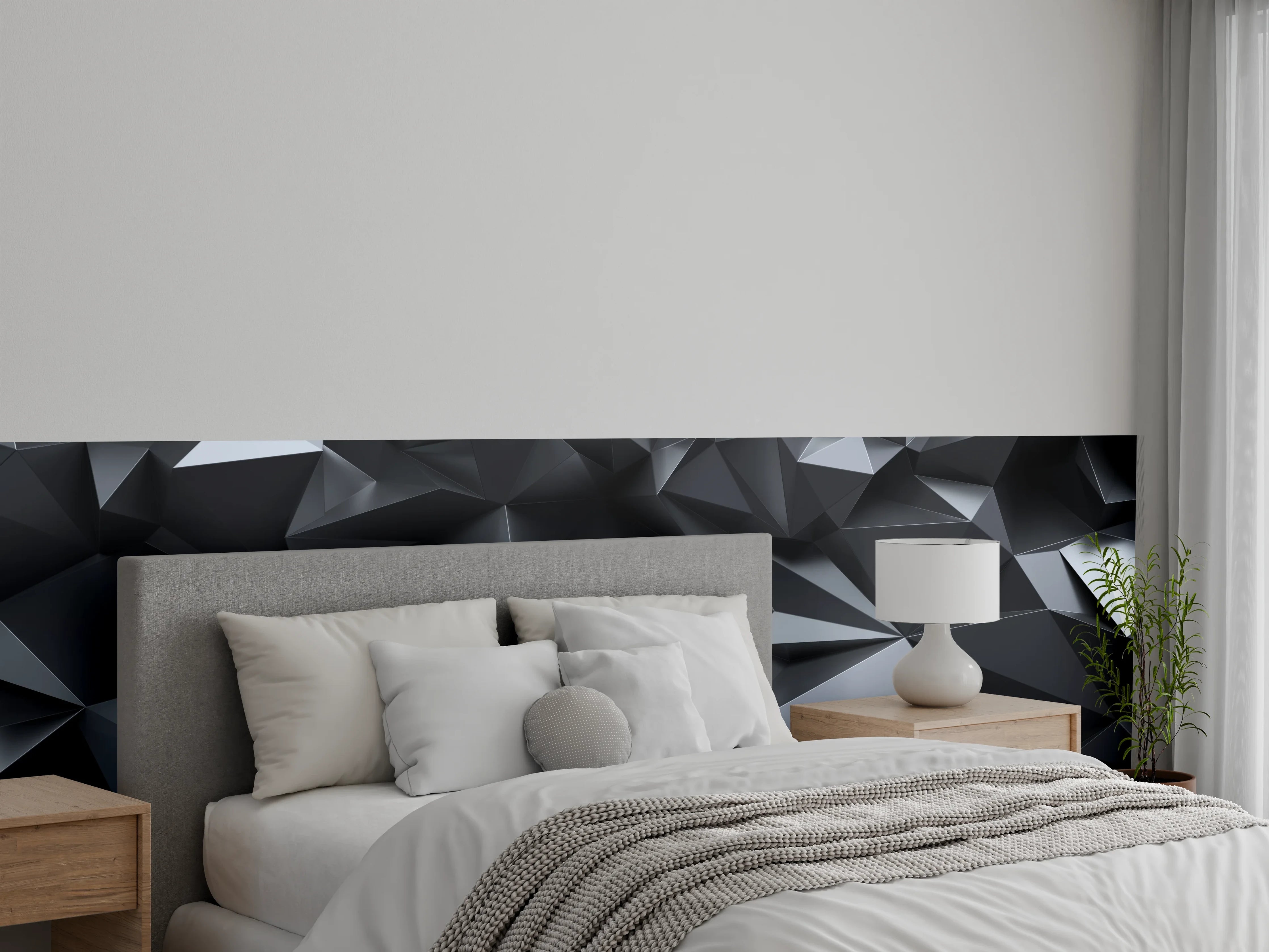 Wandverkleidung Schlafzimmer - Abstrakte Schwarze Kristalltextur