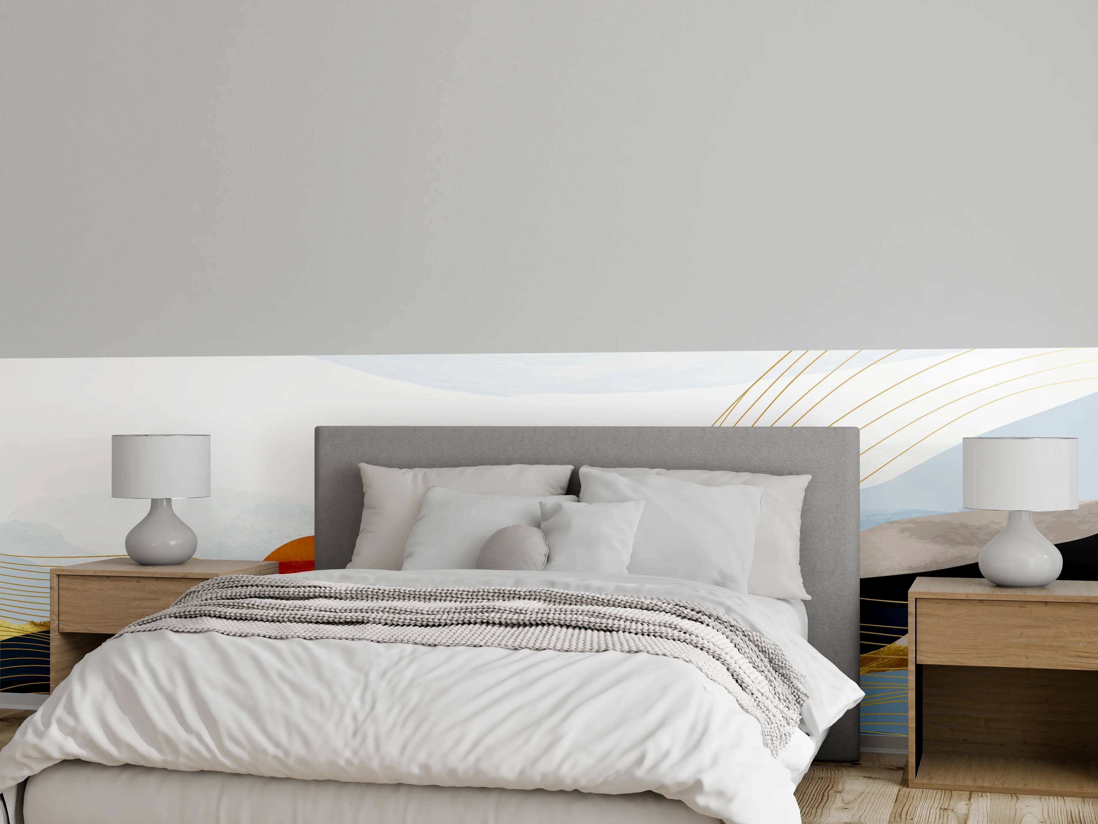Wandverkleidung Schlafzimmer - Abstrakte Sonnenlandschaft