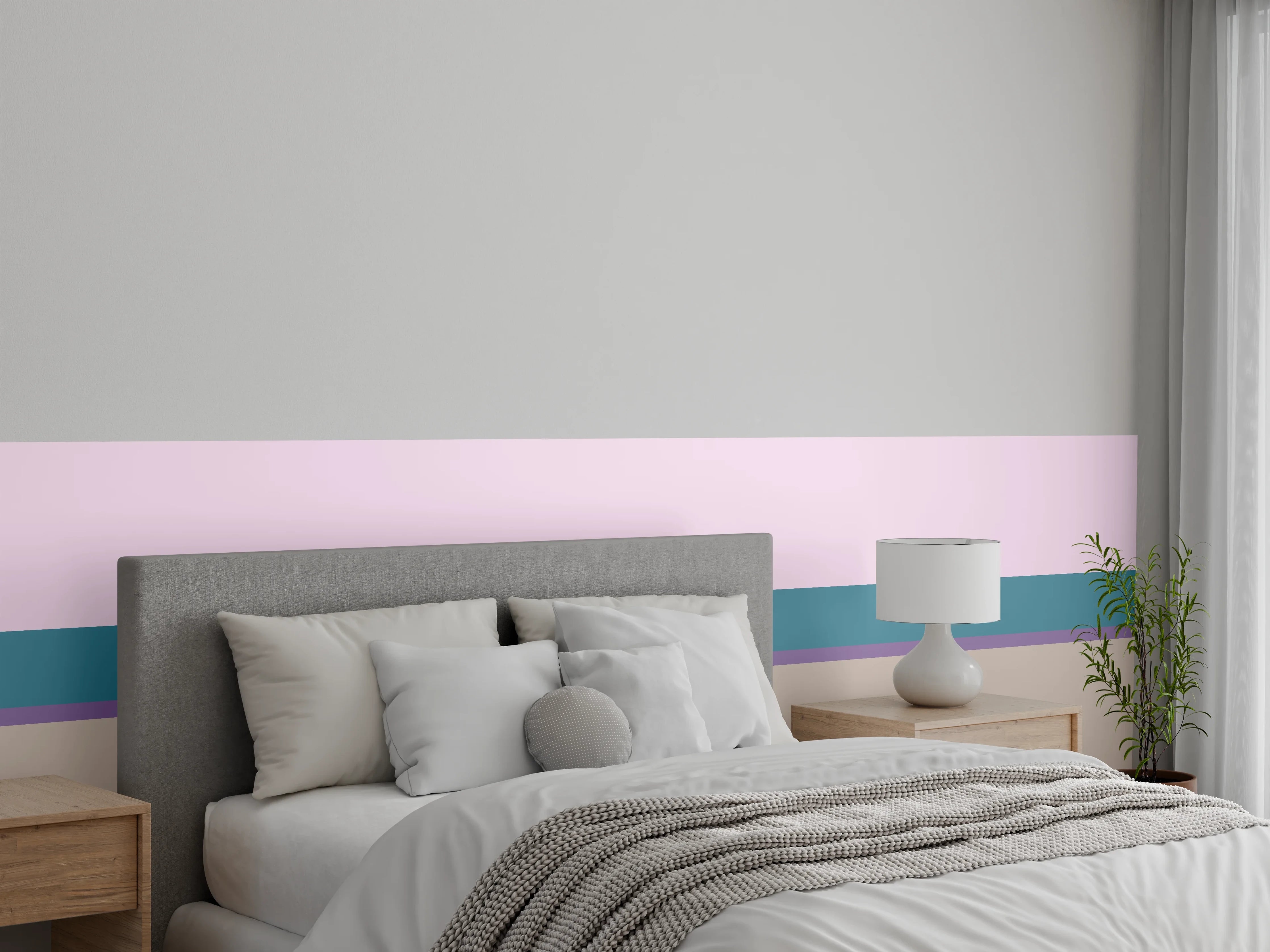 Wandverkleidung Schlafzimmer - Abstrakte Streifen Pastellfarben Wandbild