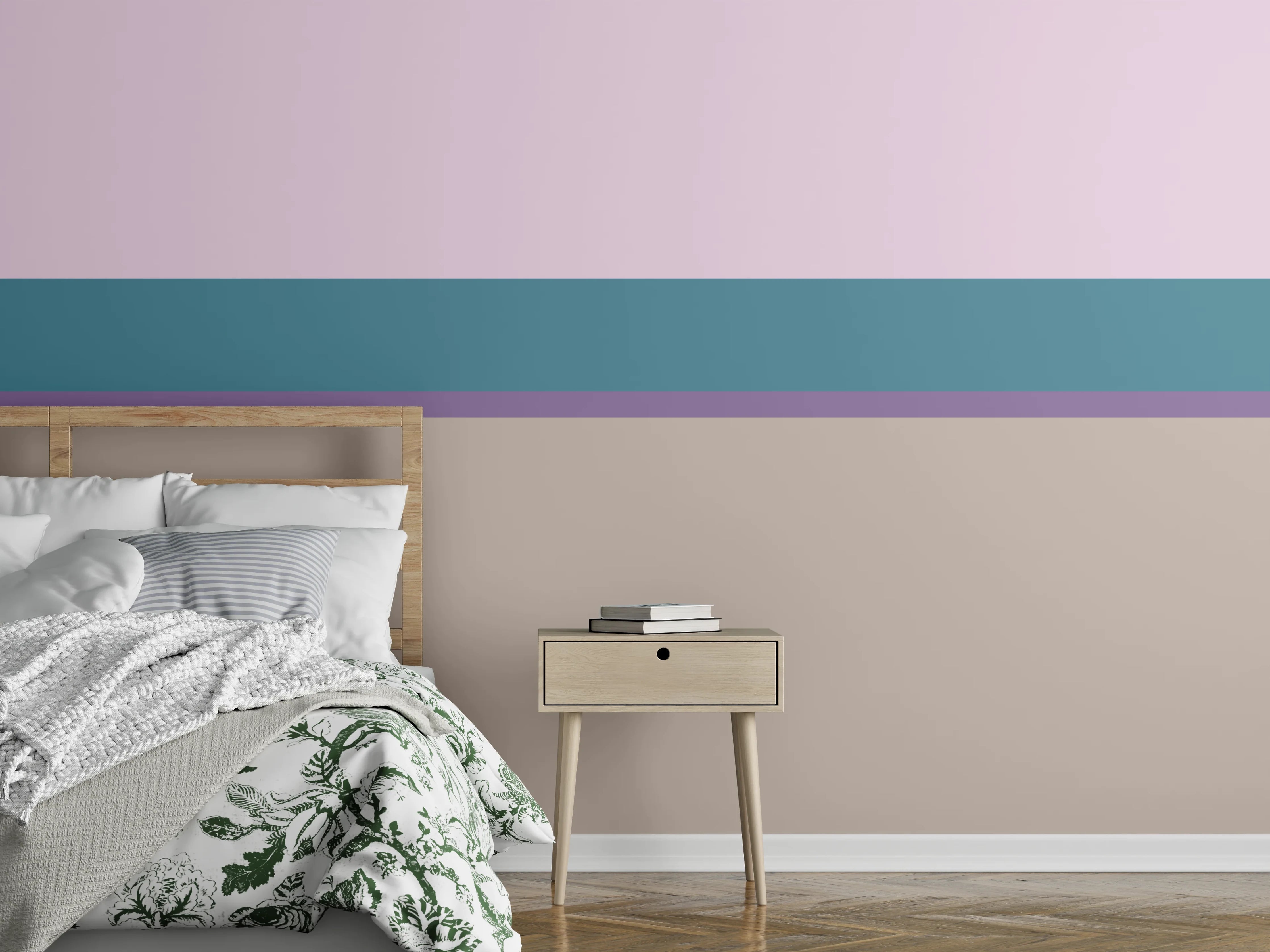 Wandverkleidung Schlafzimmer - Abstrakte Streifen Pastellfarben Wandbild