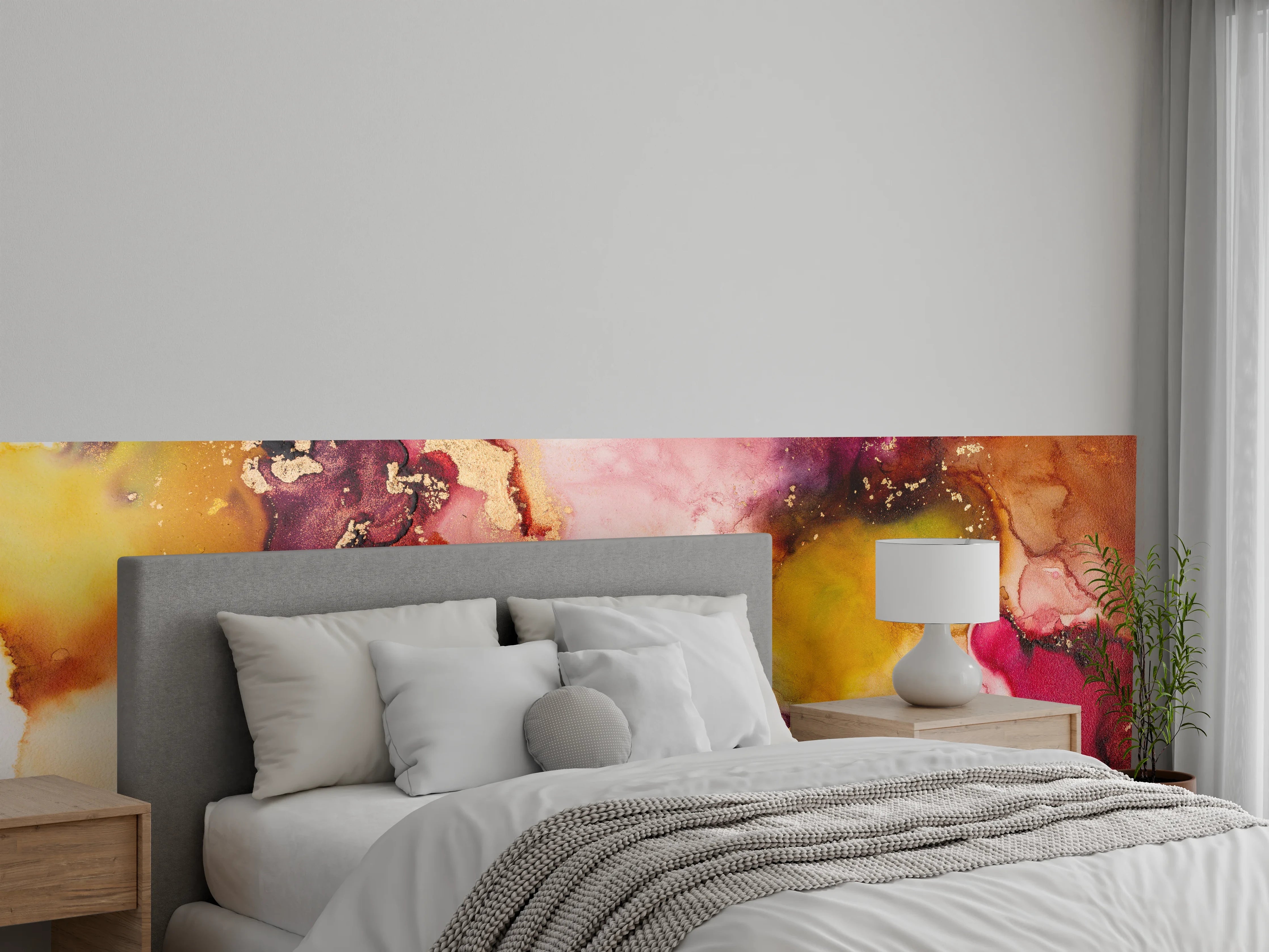 Wandverkleidung Schlafzimmer - Abstrakte Tintentextur - Flüssigkunst