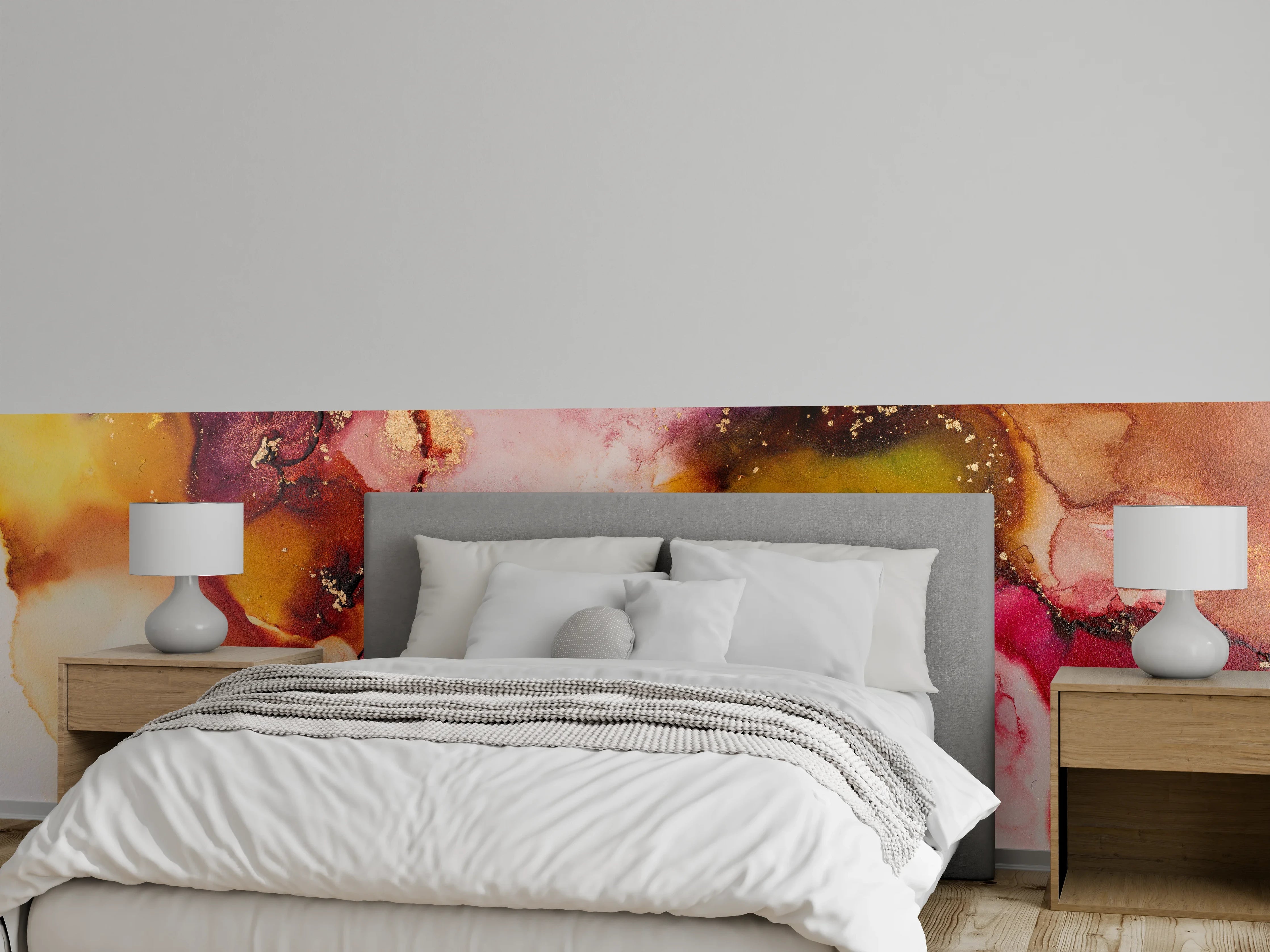 Wandverkleidung Schlafzimmer - Abstrakte Tintentextur - Flüssigkunst