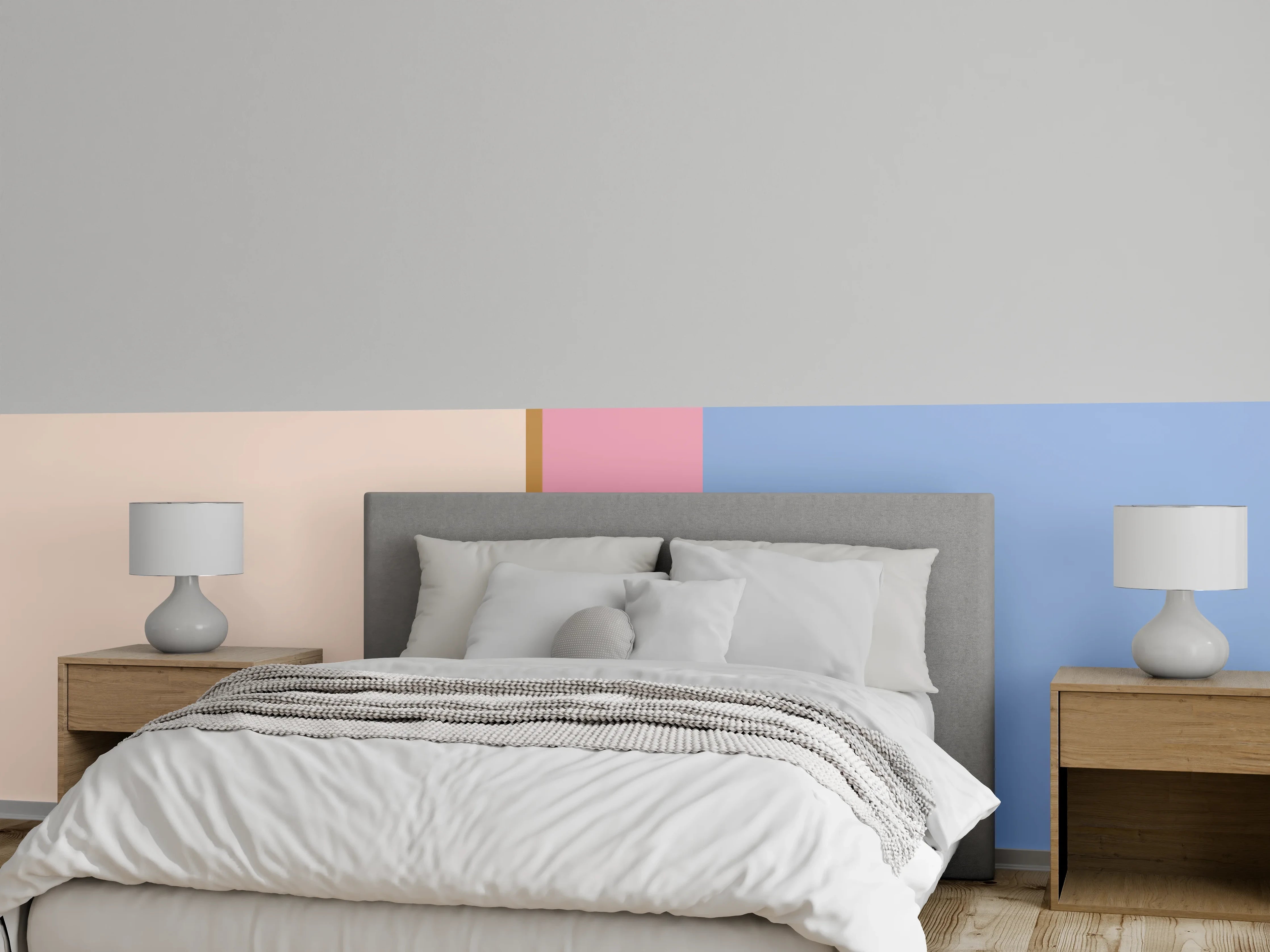 Wandverkleidung Schlafzimmer - Abstrakte Wandfarben Pastell Streifen