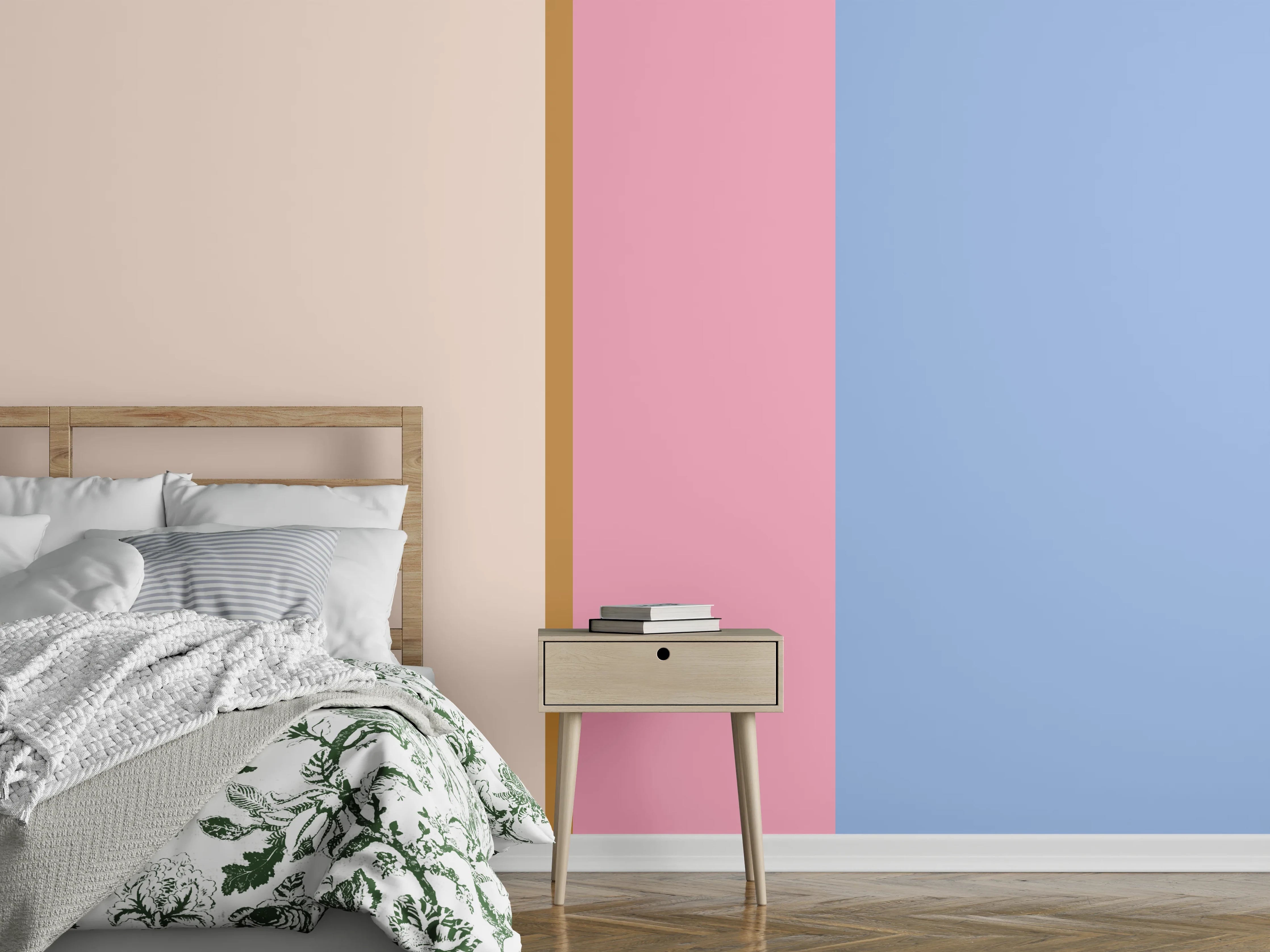 Wandverkleidung Schlafzimmer - Abstrakte Wandfarben Pastell Streifen