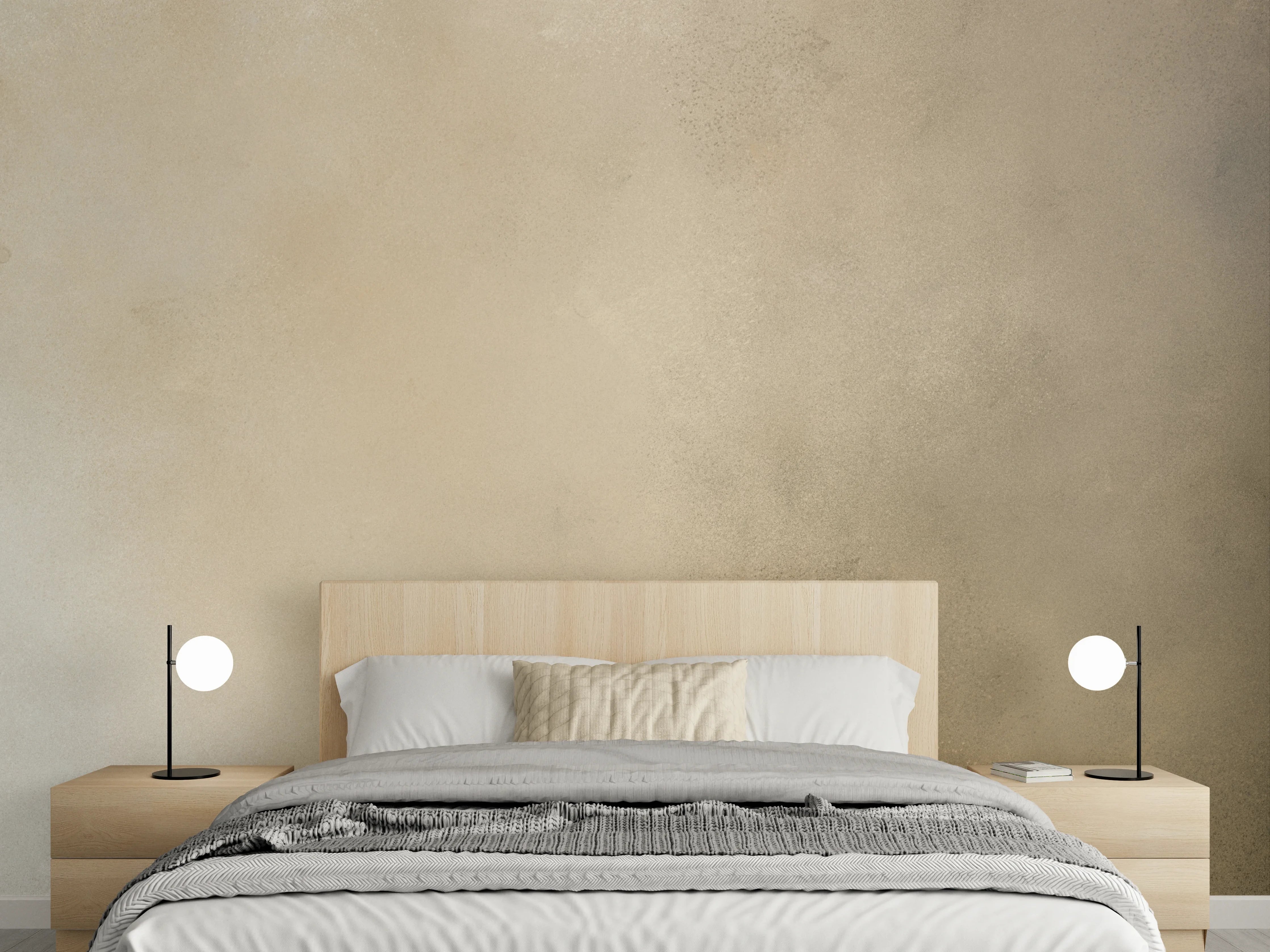 Wandverkleidung Schlafzimmer - Abstrakte Wandgestaltung Beige Grau Braun