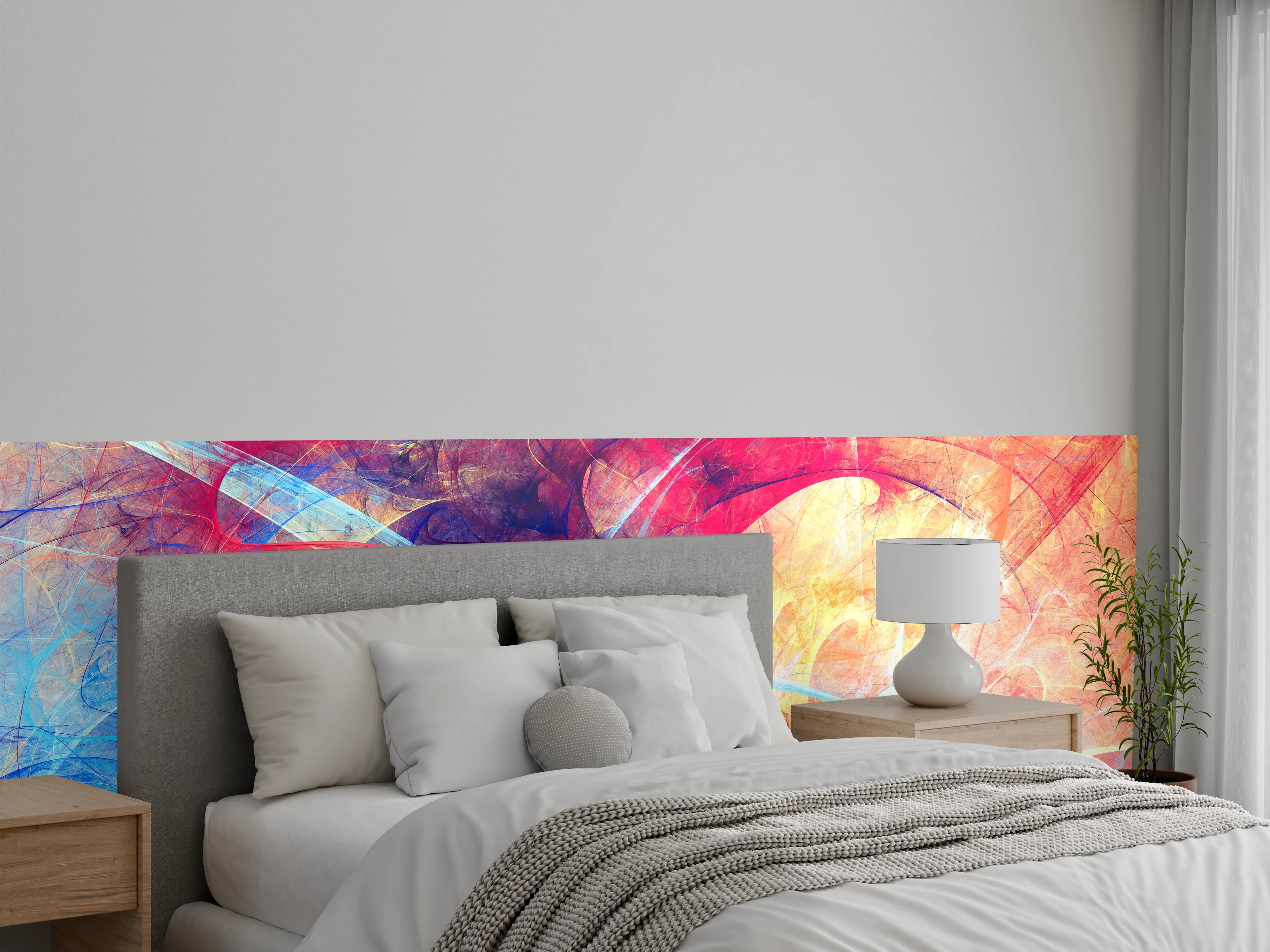 Wandverkleidung Schlafzimmer - Abstrakte Wandkunst Blau Rot Gelb