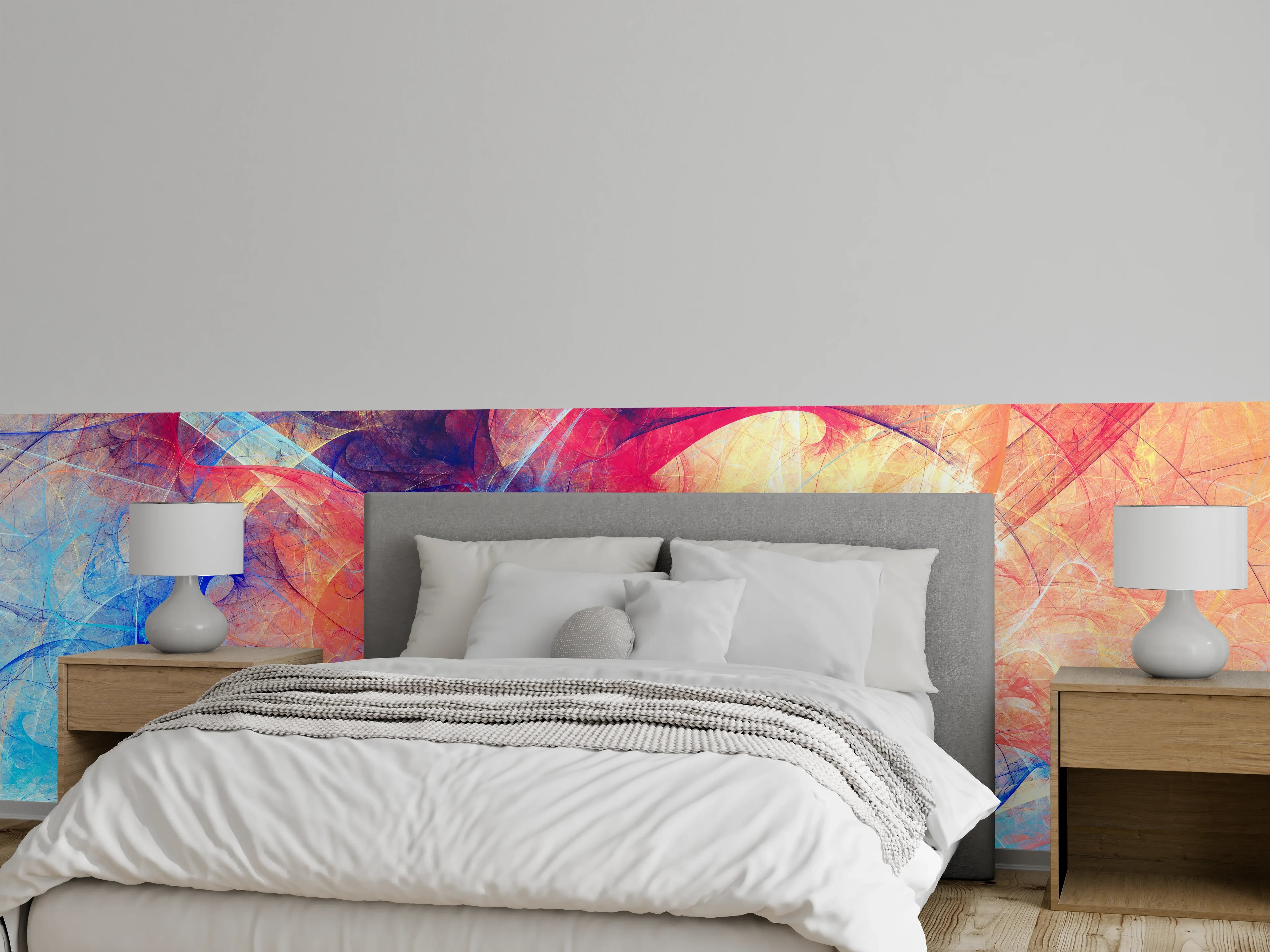 Wandverkleidung Schlafzimmer - Abstrakte Wandkunst Blau Rot Gelb