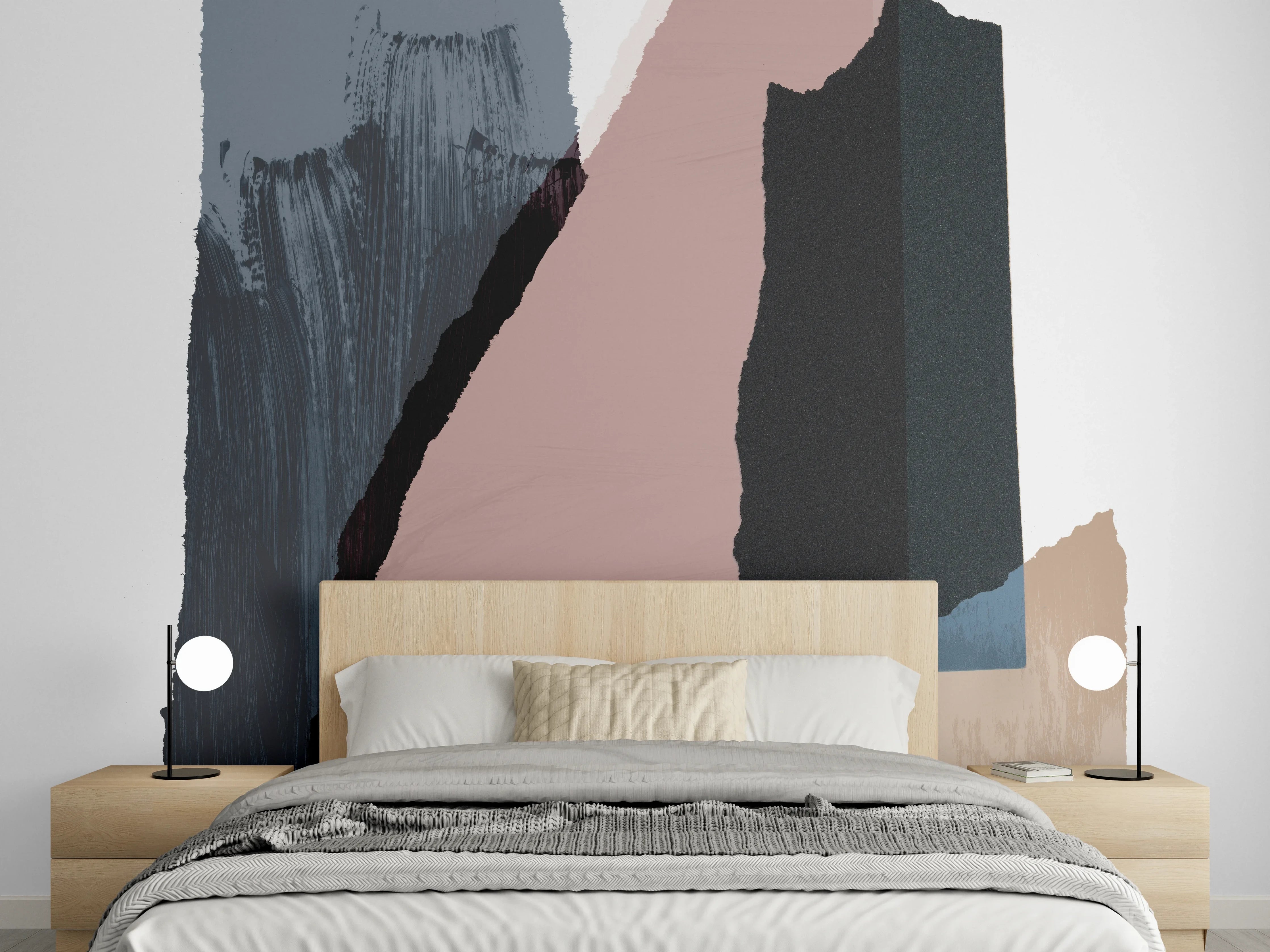 Wandverkleidung Schlafzimmer - Abstrakte Wandkunst in gedeckten Tönen