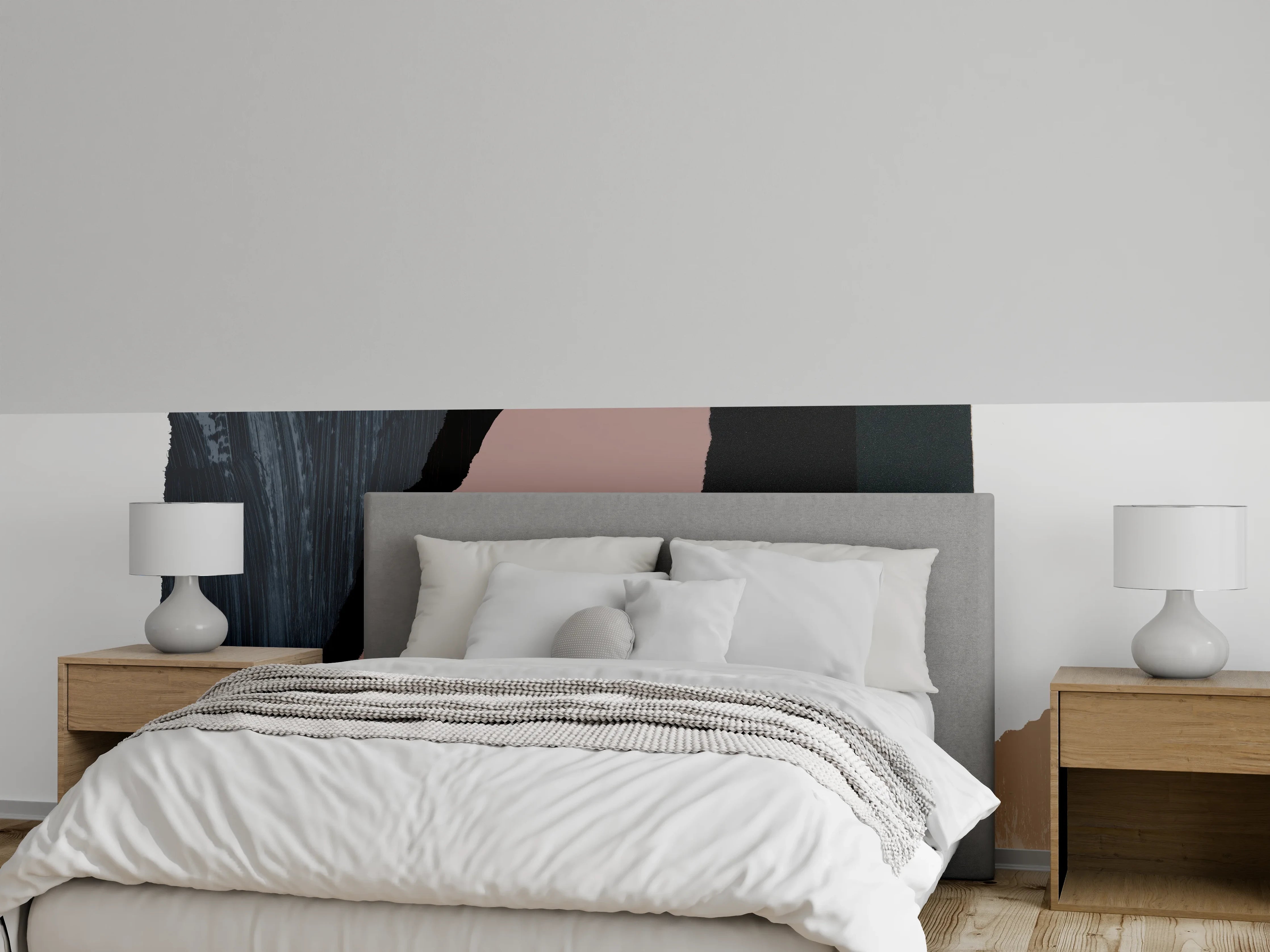 Wandverkleidung Schlafzimmer - Abstrakte Wandkunst in gedeckten Tönen