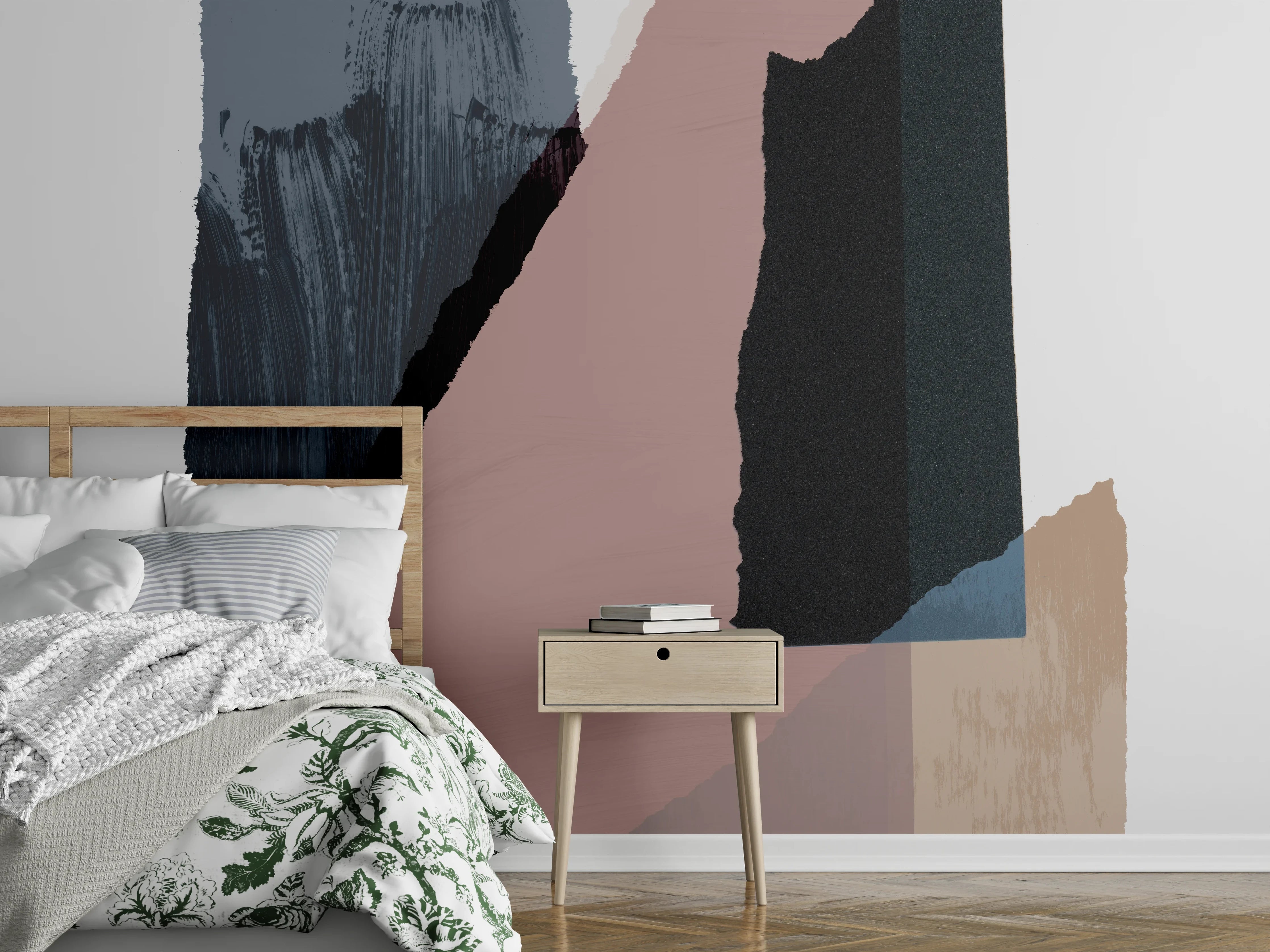 Wandverkleidung Schlafzimmer - Abstrakte Wandkunst in gedeckten Tönen
