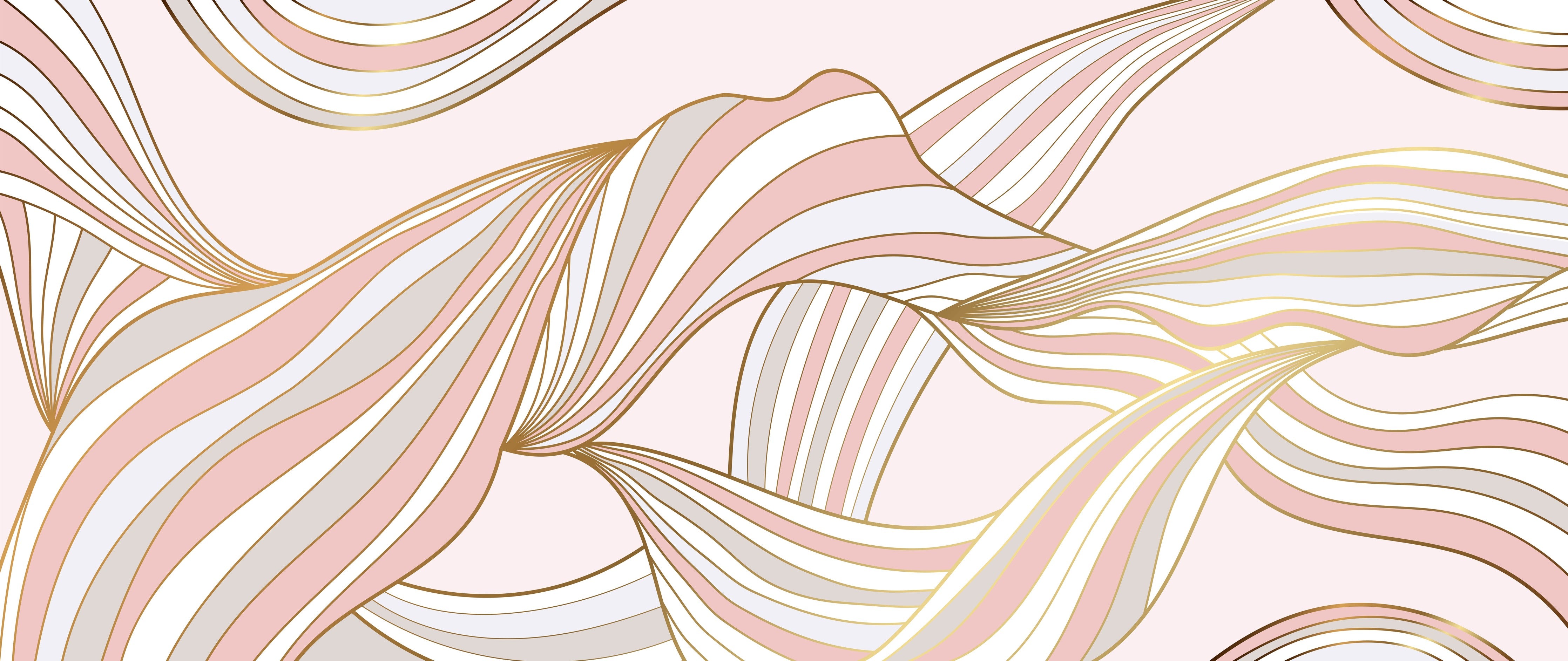 Wandverkleidung Schlafzimmer-Abstrakte Wogen Rosa Gold