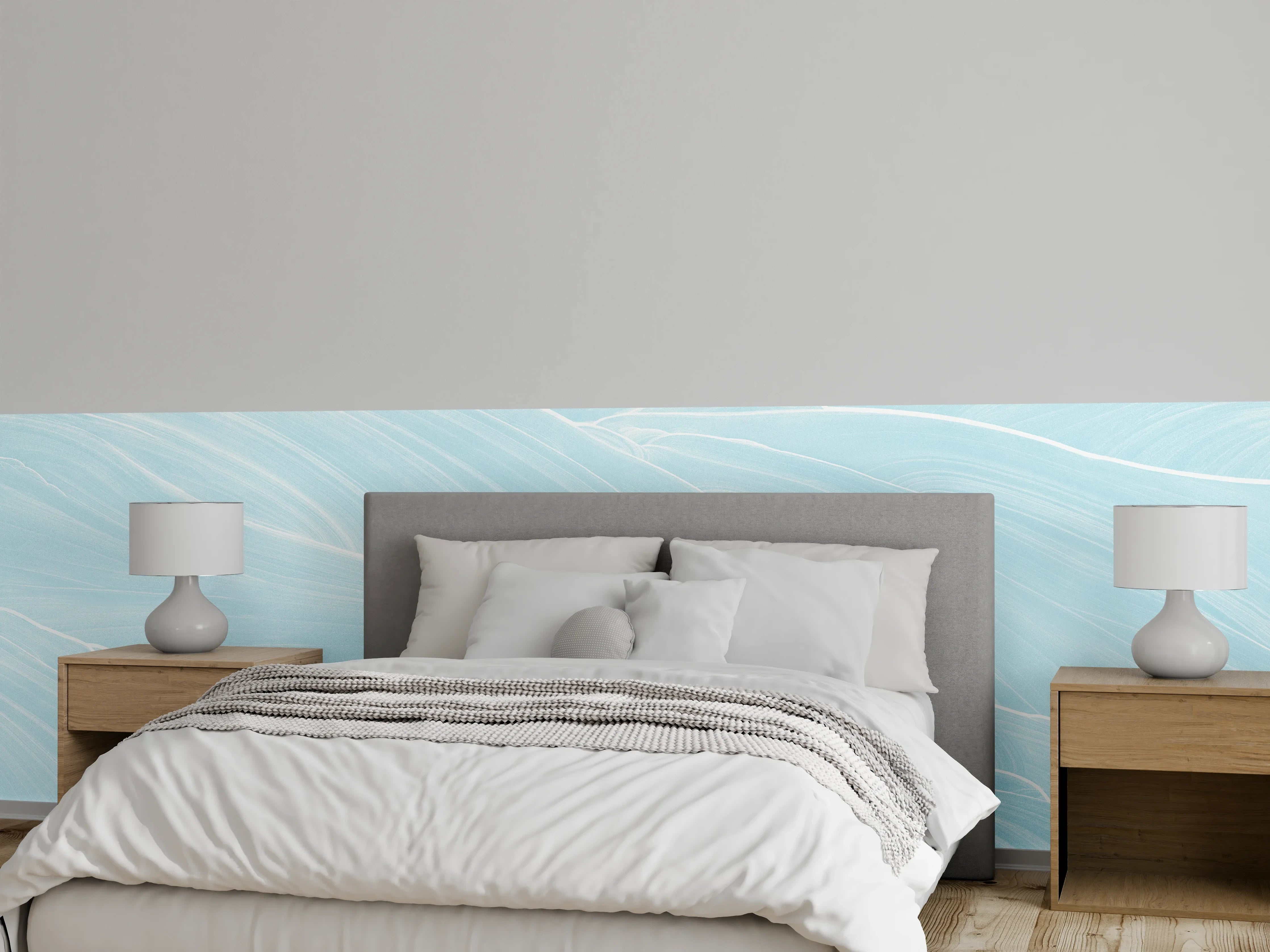 Wandverkleidung Schlafzimmer - Abstrakte blaue Wellen Muster