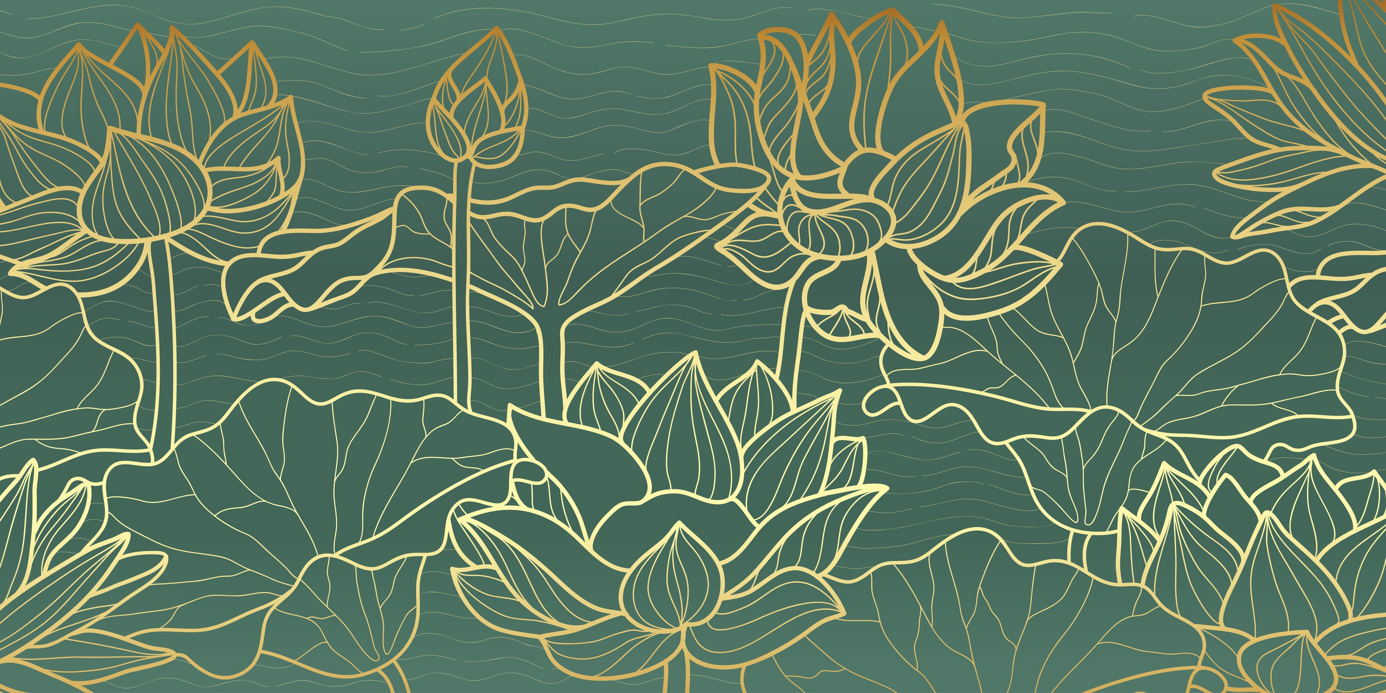 Wandverkleidung Schlafzimmer-Abstrakte goldende Blüten