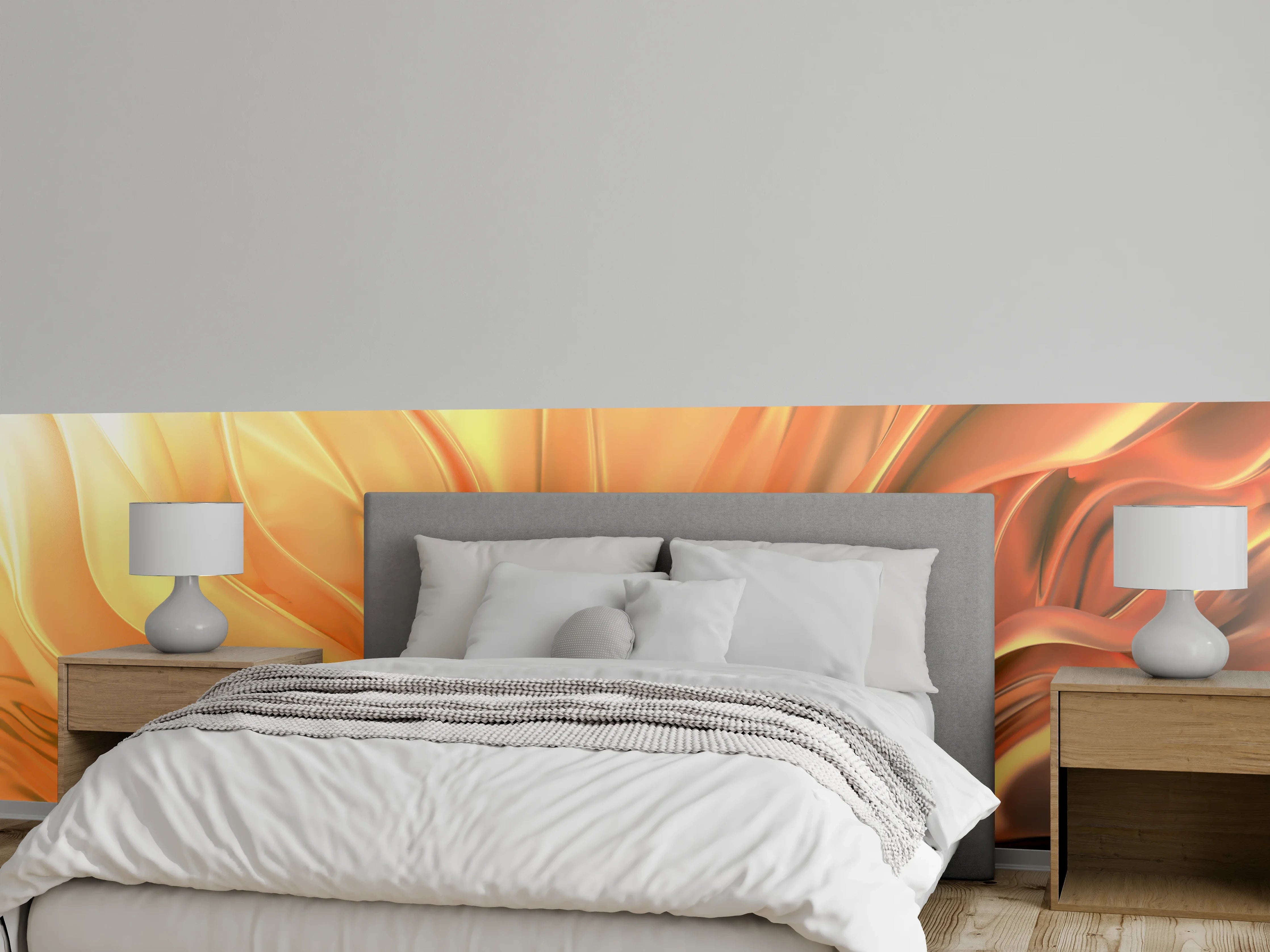 Wandverkleidung Schlafzimmer - Abstrakte goldene Blütenwellen