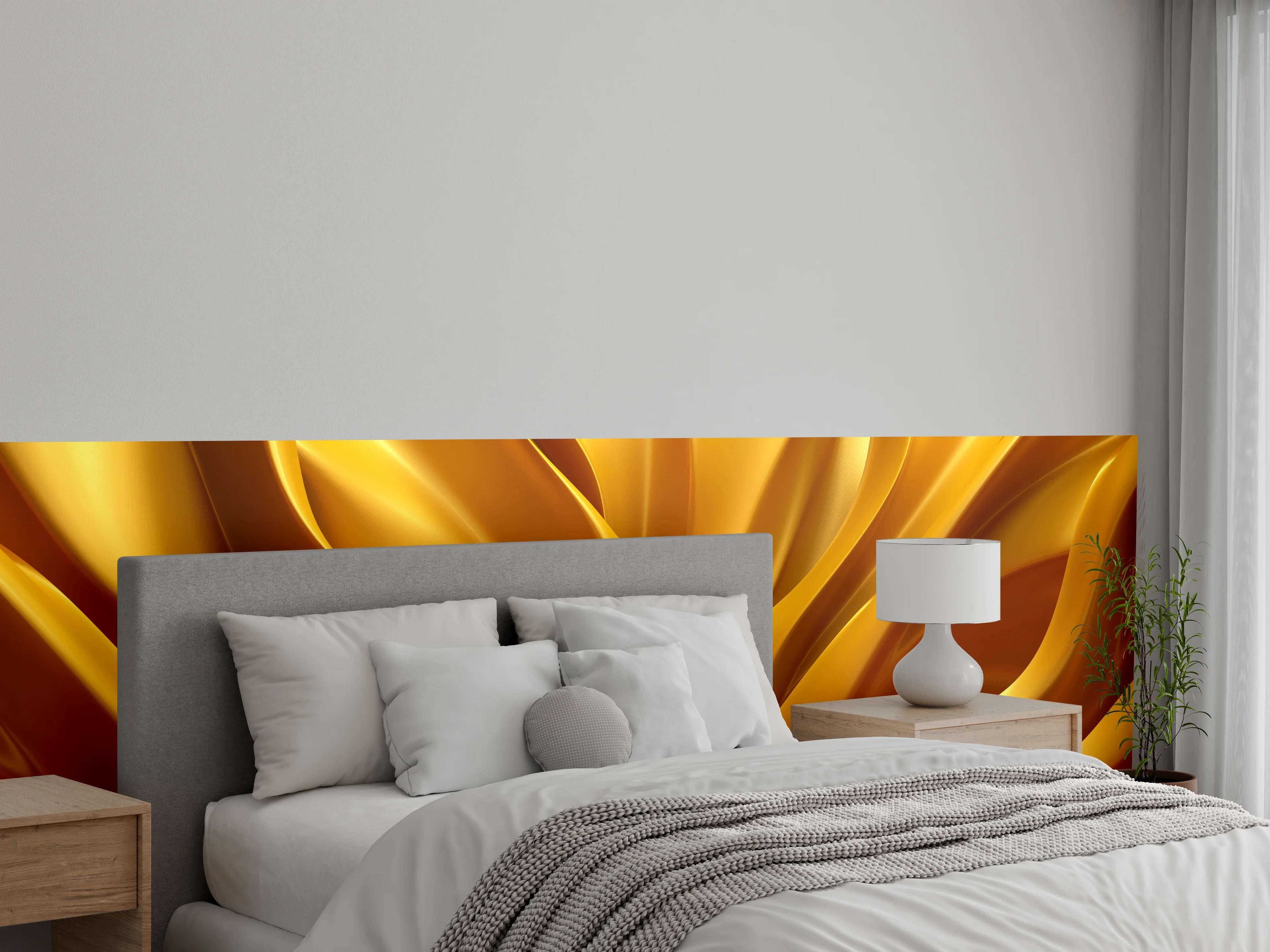 Wandverkleidung Schlafzimmer - Abstrakte goldene Faltenstruktur