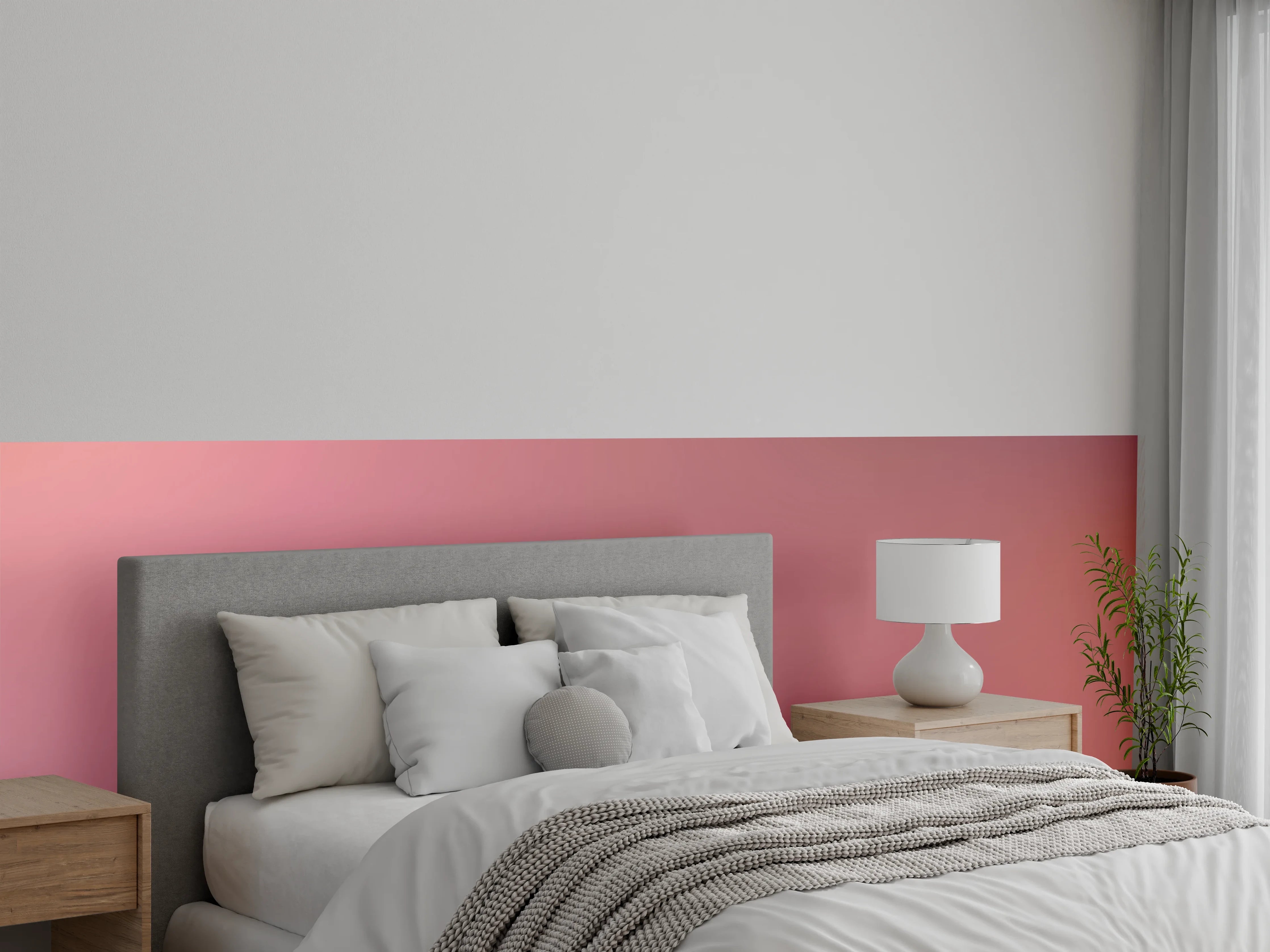 Wandverkleidung Schlafzimmer - Abstrakte rosa Farbverläufe Wanddekor
