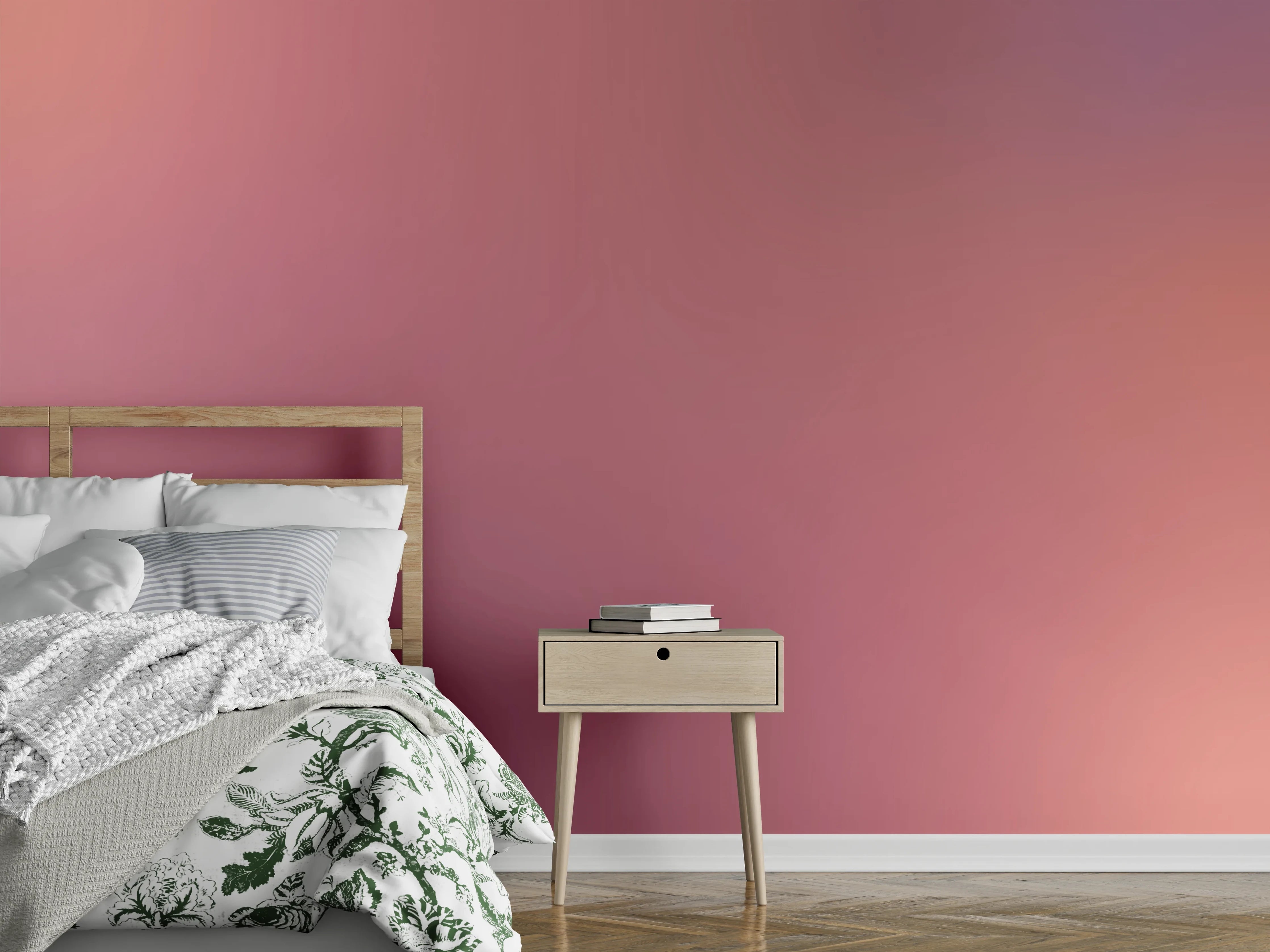 Wandverkleidung Schlafzimmer - Abstrakte rosa Farbverläufe Wanddekor