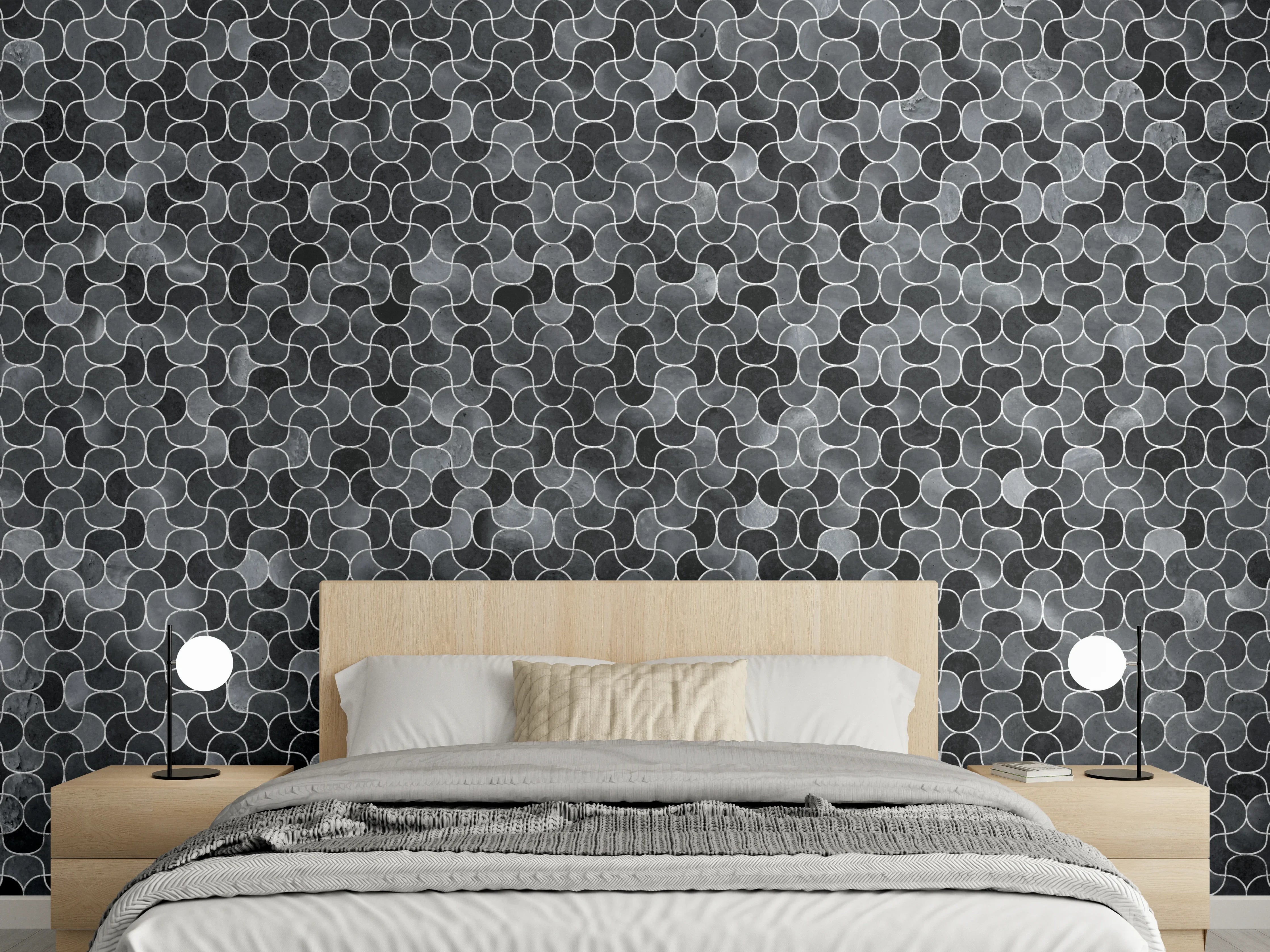 Wandverkleidung Schlafzimmer - Abstrakte schwarze Pixel Mosaik Textur
