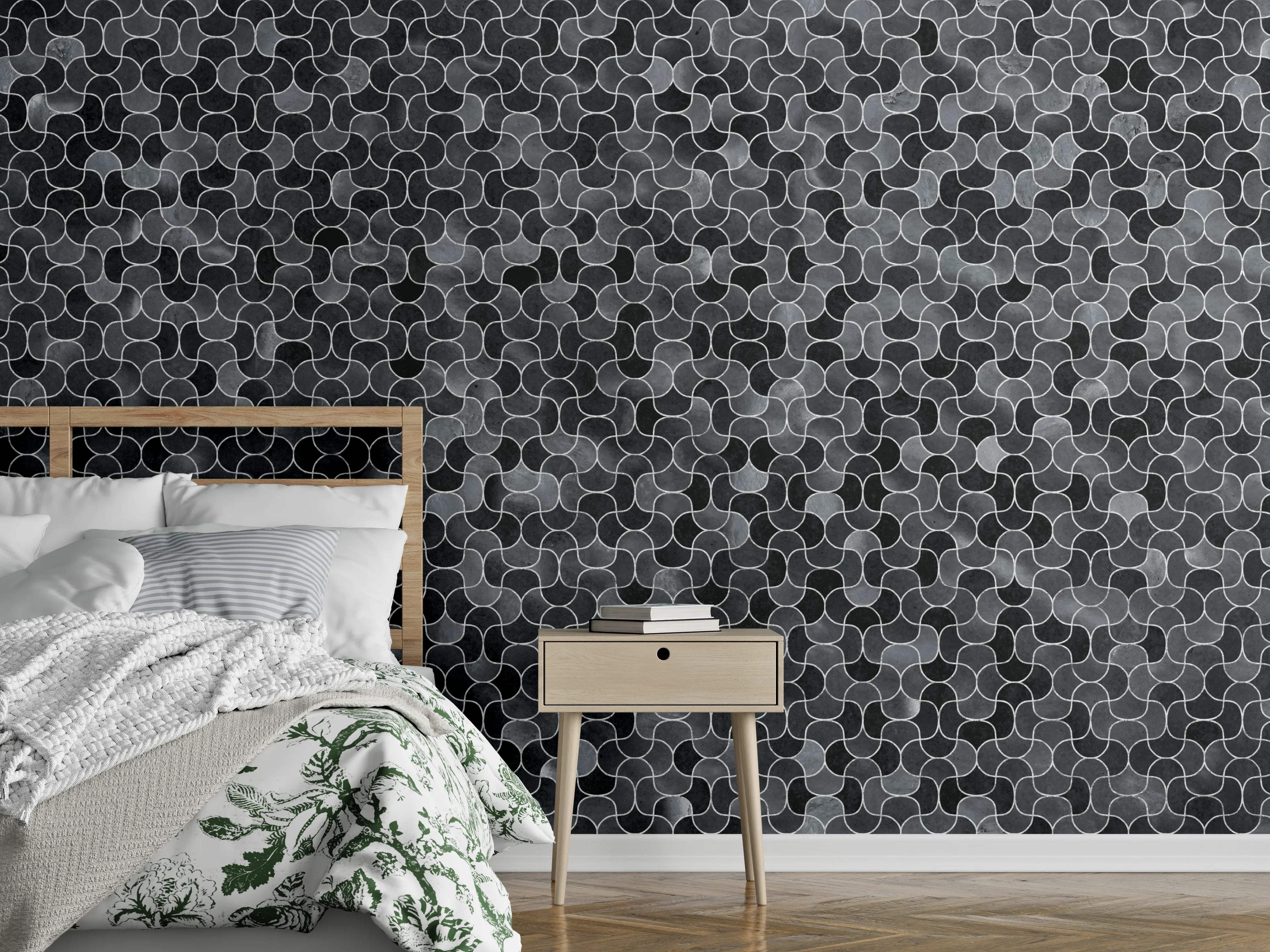 Wandverkleidung Schlafzimmer - Abstrakte schwarze Pixel Mosaik Textur