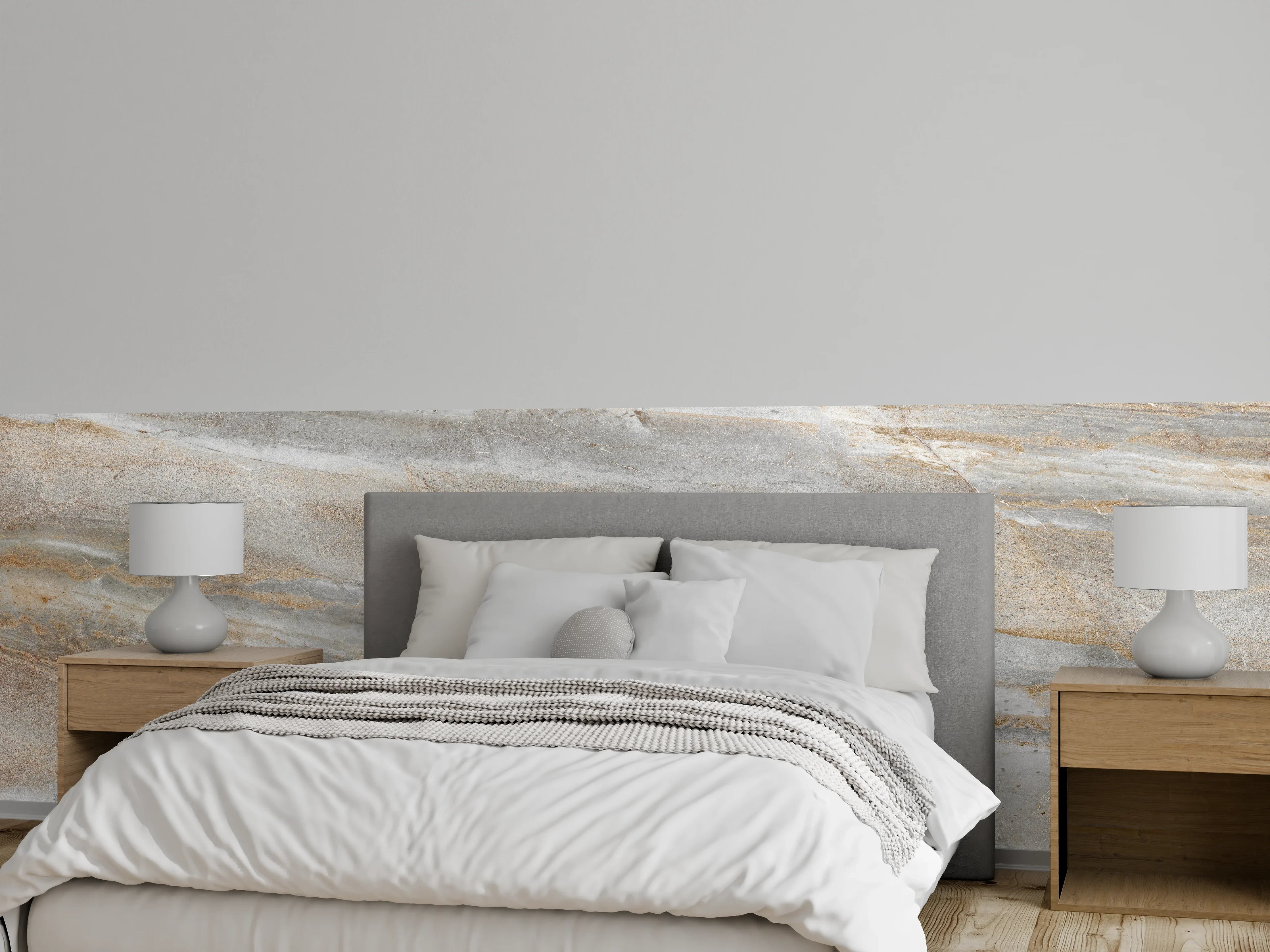 Wandverkleidung Schlafzimmer - Abstrakter Marmor auf hellem Hintergrund