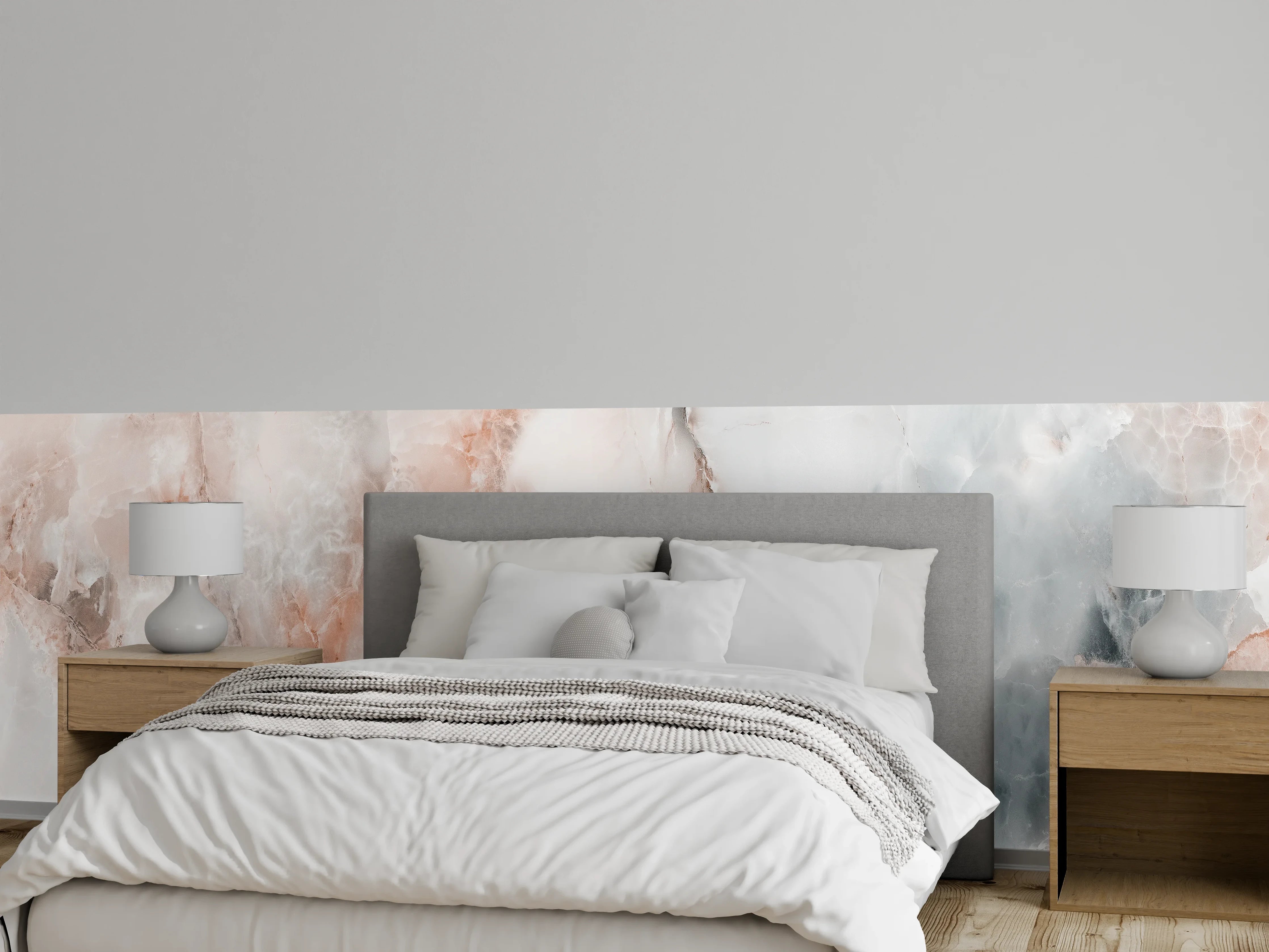 Wandverkleidung Schlafzimmer - Abstrakter Marmor mit Rot-Grauen Naturfarben