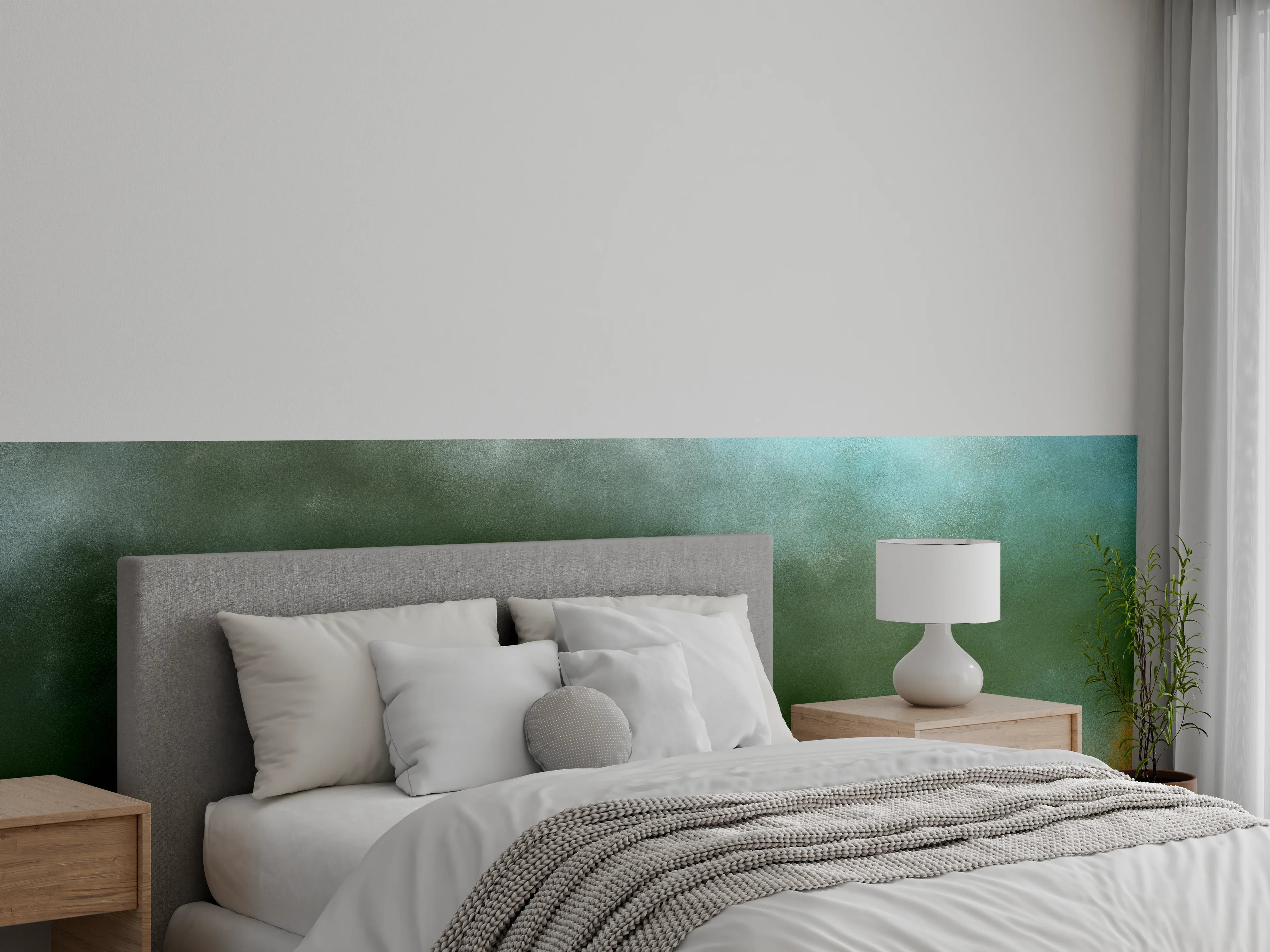 Wandverkleidung Schlafzimmer - Abstraktes Aquarell in Naturfarben